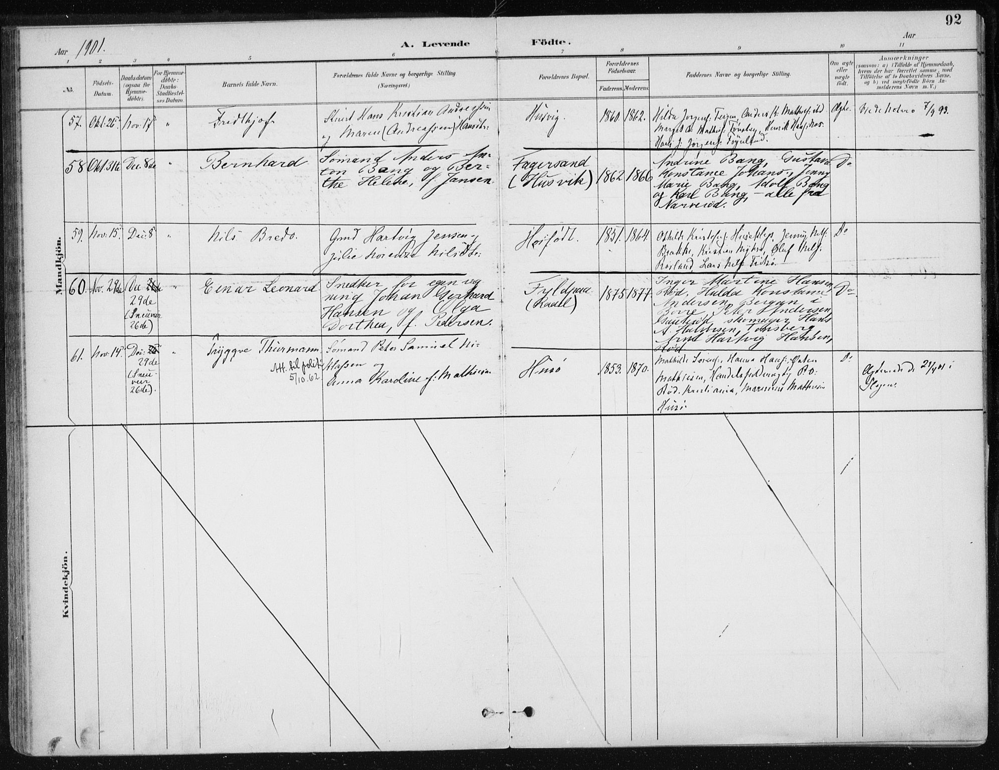 Sem kirkebøker, AV/SAKO-A-5/F/Fb/L0005: Ministerialbok nr. II 5, 1892-1904, s. 92
