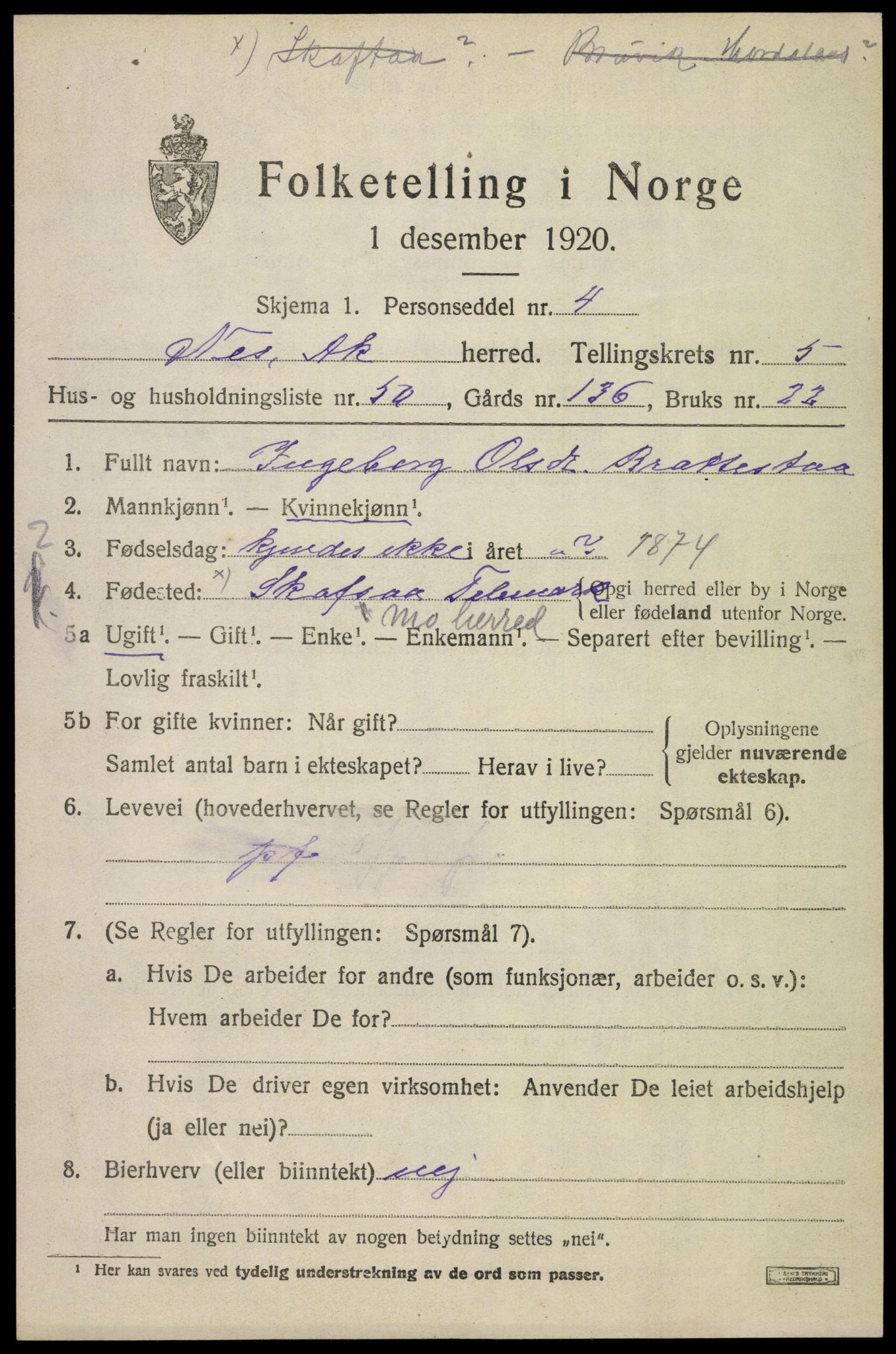 SAO, Folketelling 1920 for 0236 Nes herred, 1920, s. 7094