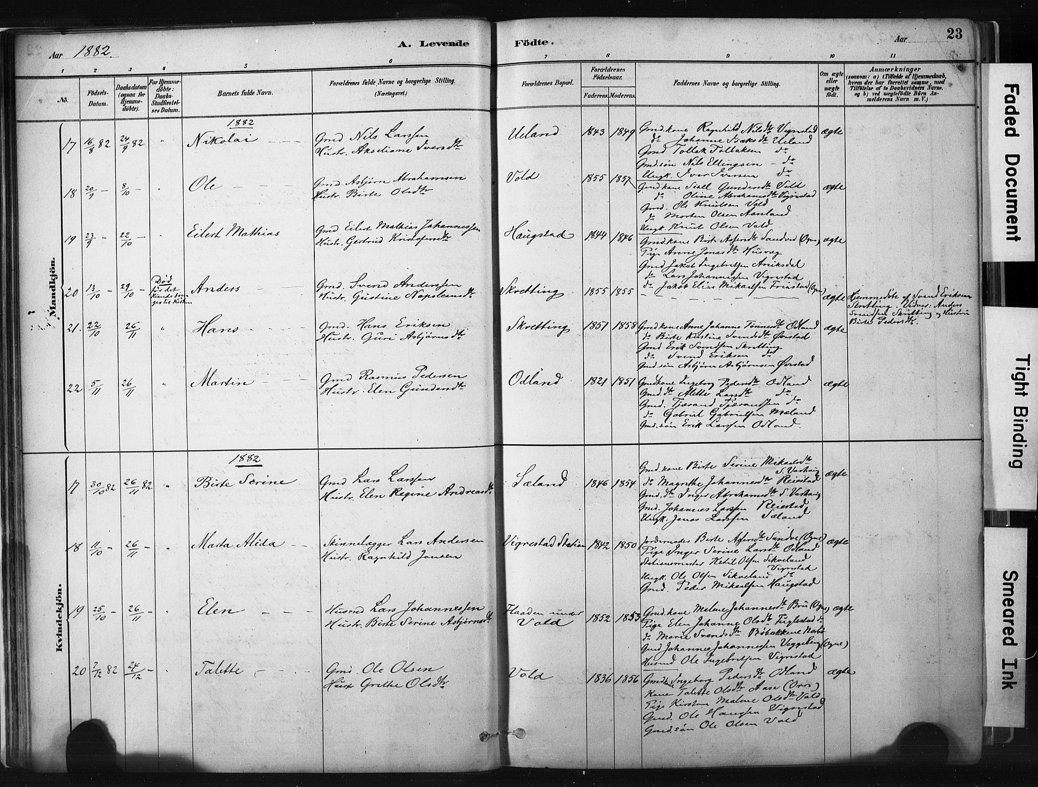 Hå sokneprestkontor, AV/SAST-A-101801/001/30BA/L0011: Ministerialbok nr. A 10, 1879-1900, s. 23