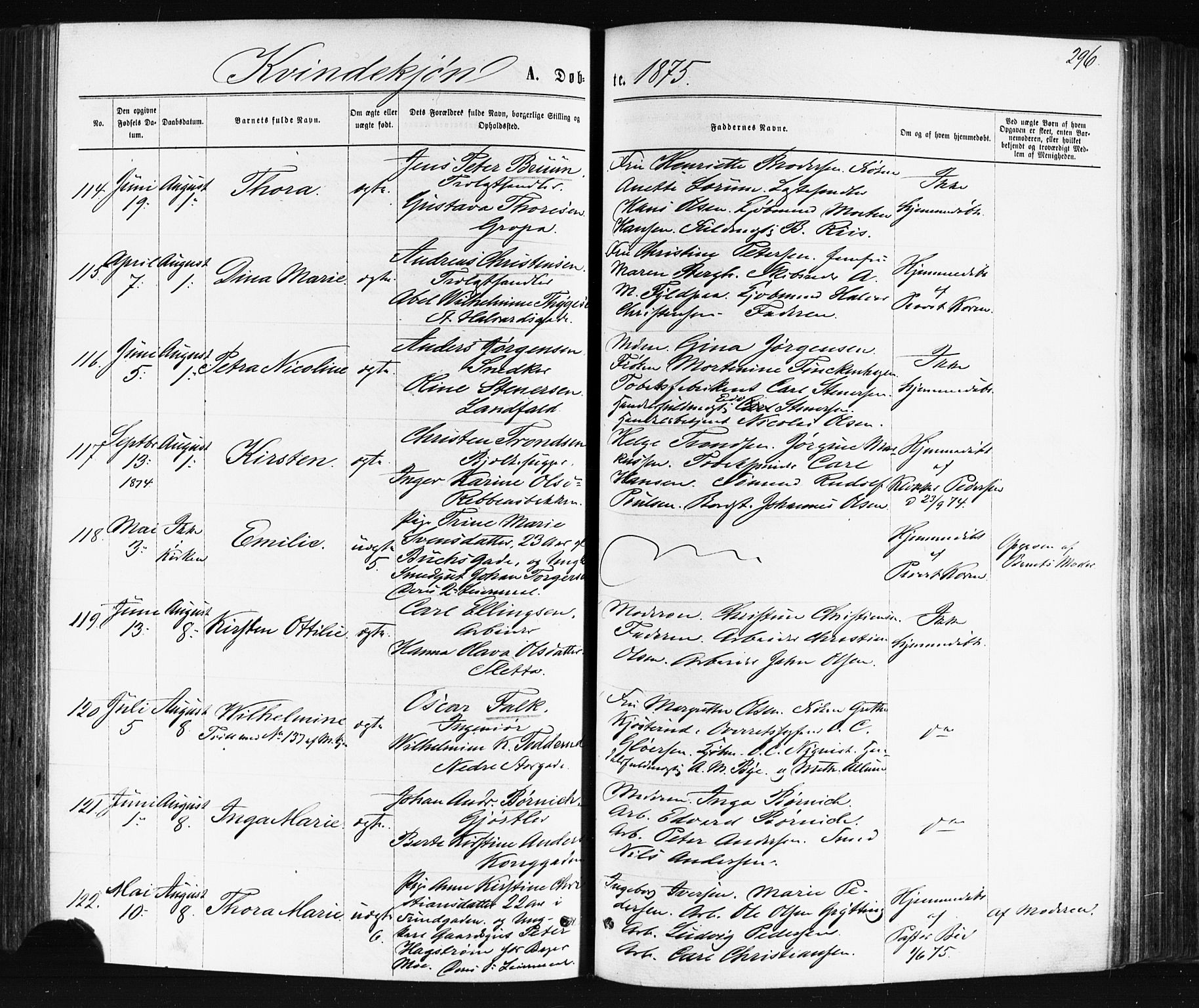 Bragernes kirkebøker, AV/SAKO-A-6/F/Fb/L0004: Ministerialbok nr. II 4, 1869-1875, s. 296