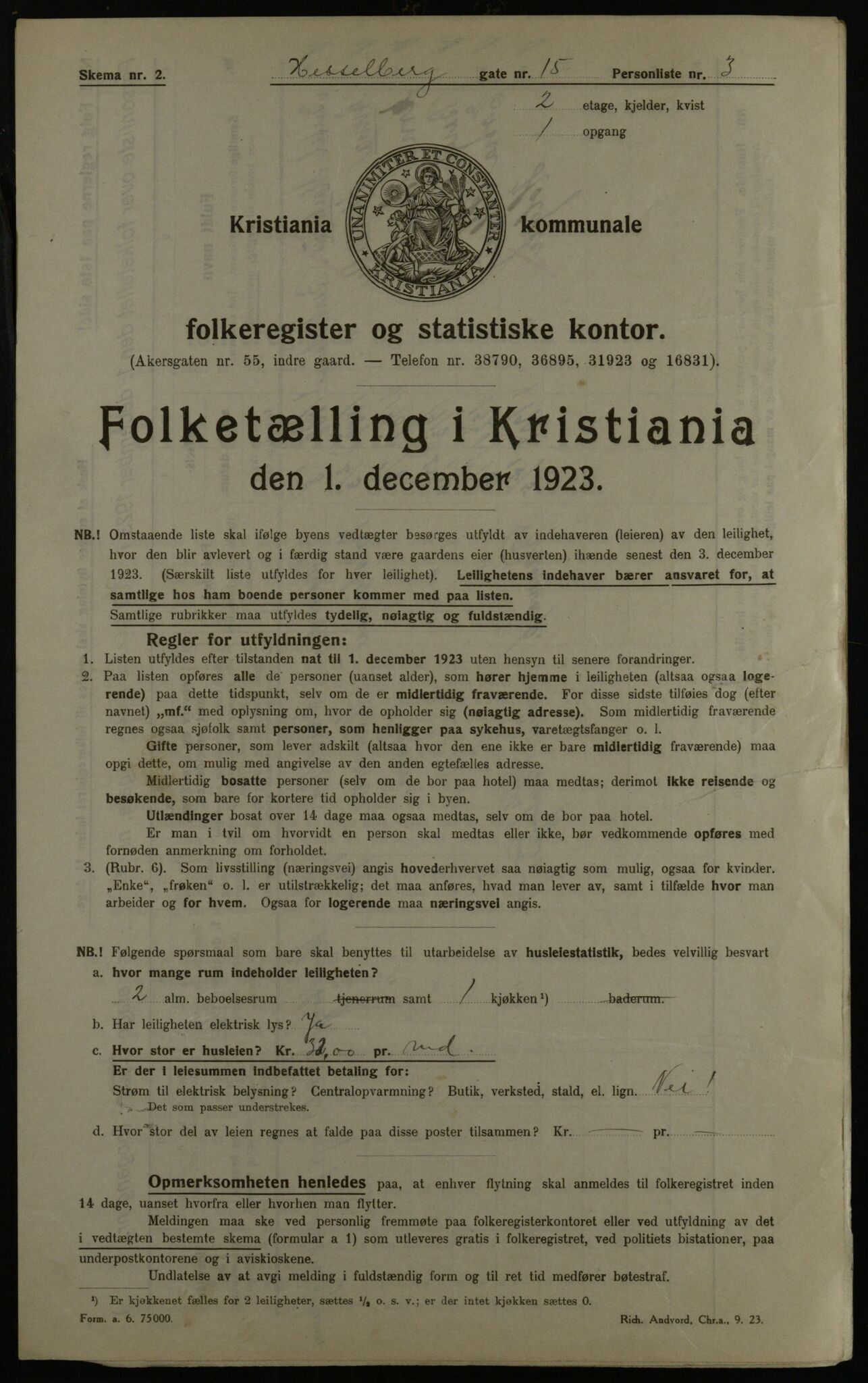 OBA, Kommunal folketelling 1.12.1923 for Kristiania, 1923, s. 44947