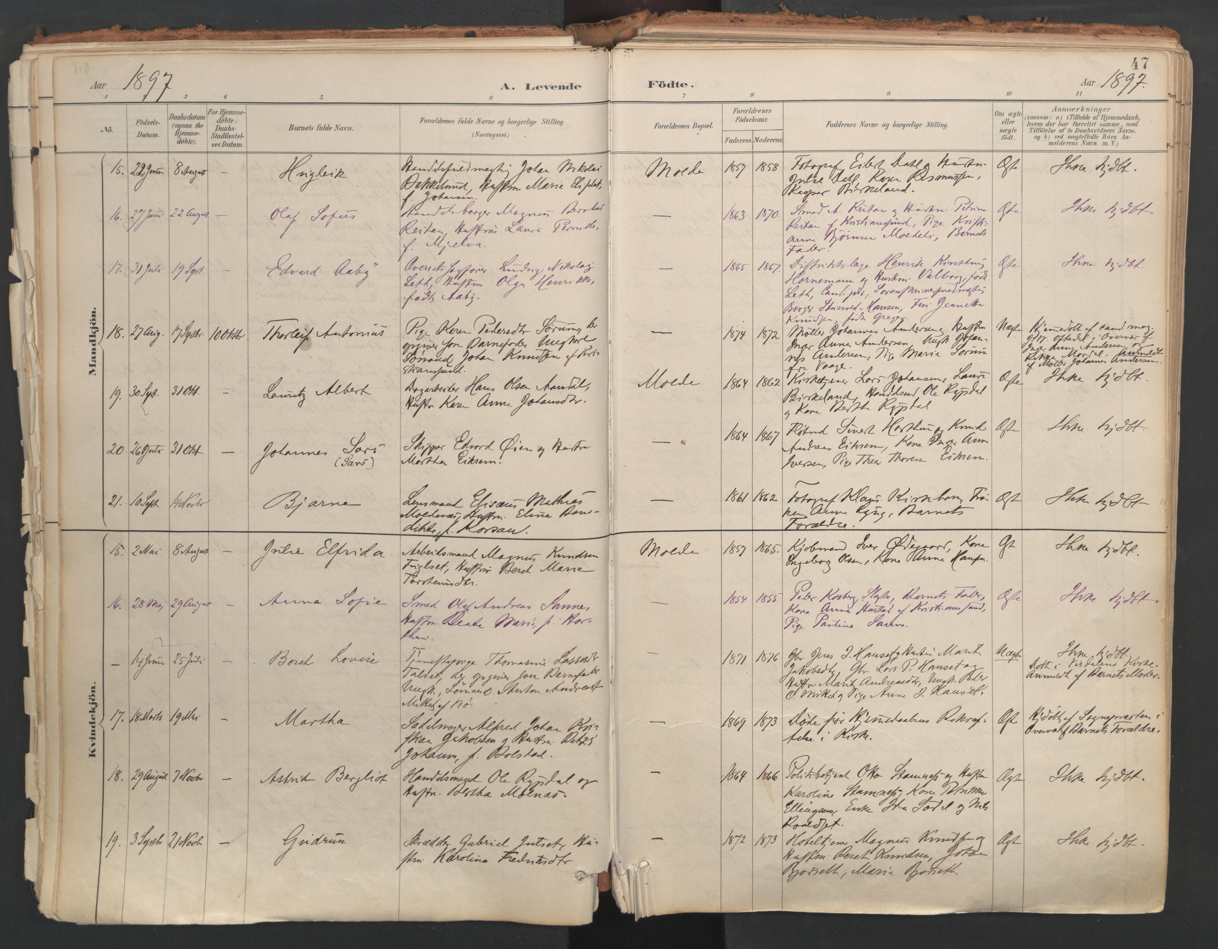 Ministerialprotokoller, klokkerbøker og fødselsregistre - Møre og Romsdal, AV/SAT-A-1454/558/L0692: Ministerialbok nr. 558A06, 1887-1971, s. 47