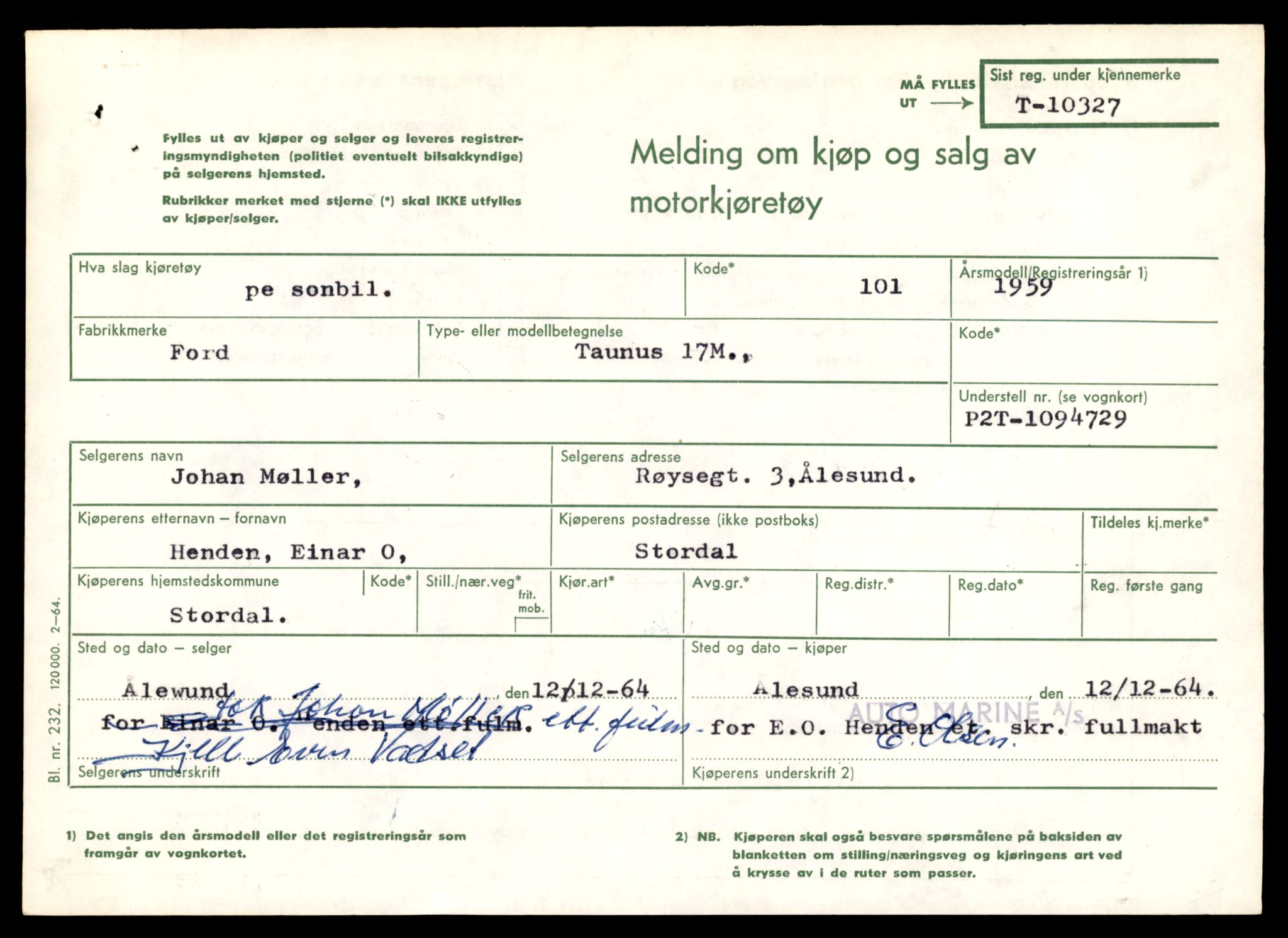 Møre og Romsdal vegkontor - Ålesund trafikkstasjon, SAT/A-4099/F/Fe/L0019: Registreringskort for kjøretøy T 10228 - T 10350, 1927-1998, s. 2449