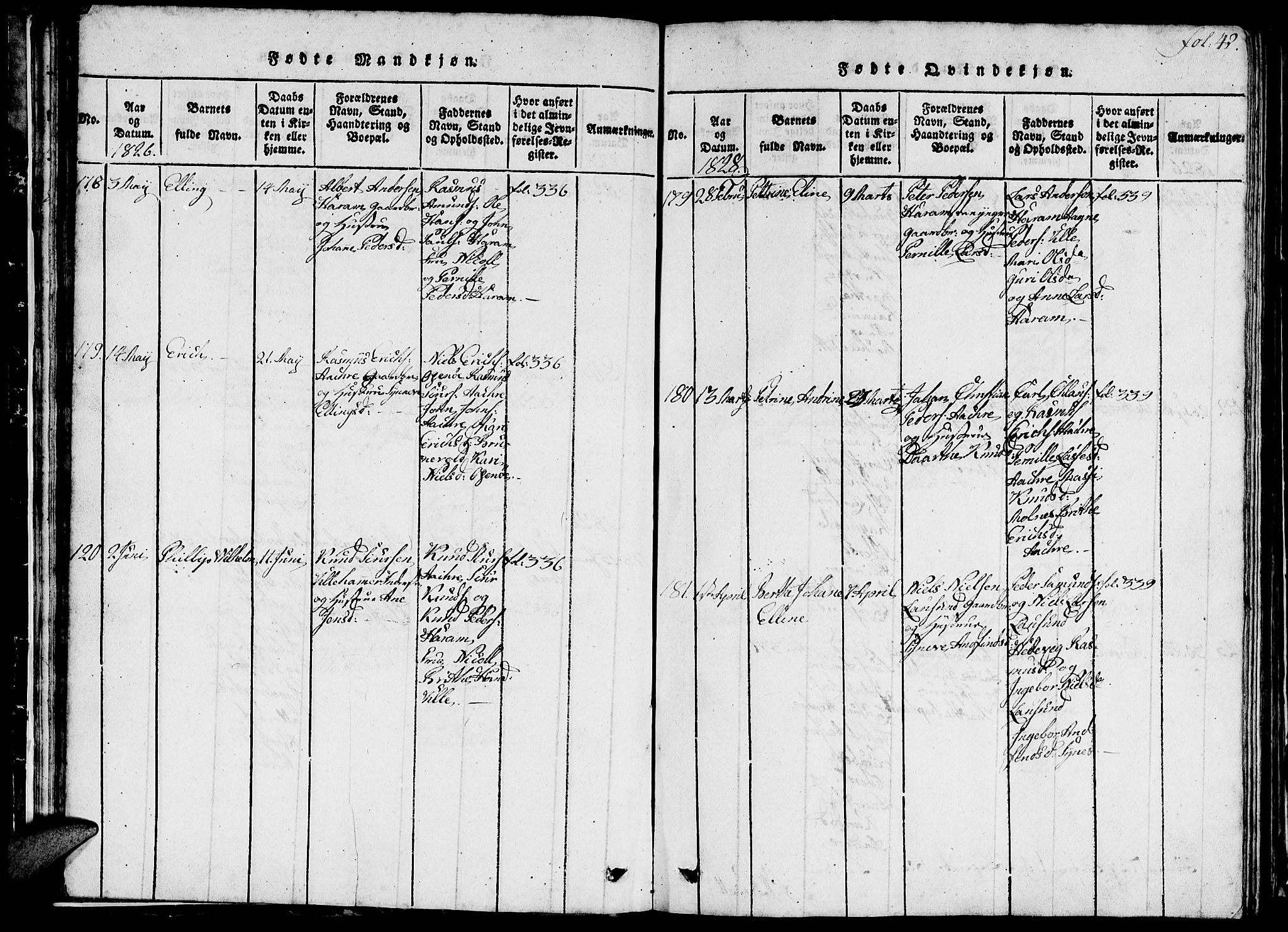 Ministerialprotokoller, klokkerbøker og fødselsregistre - Møre og Romsdal, AV/SAT-A-1454/536/L0506: Klokkerbok nr. 536C01, 1818-1859, s. 42