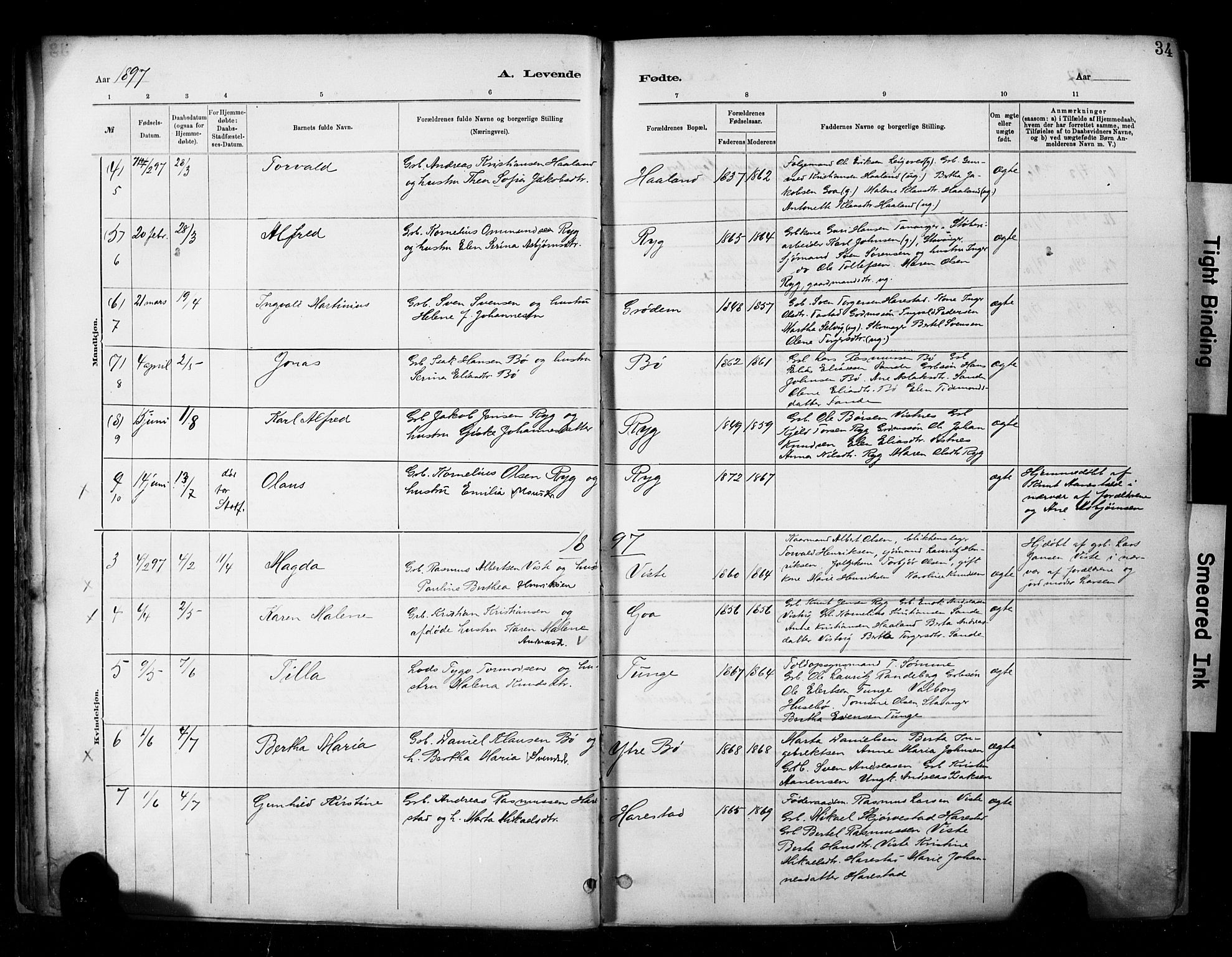 Hetland sokneprestkontor, AV/SAST-A-101826/30/30BA/L0009: Ministerialbok nr. A 9, 1882-1918, s. 34