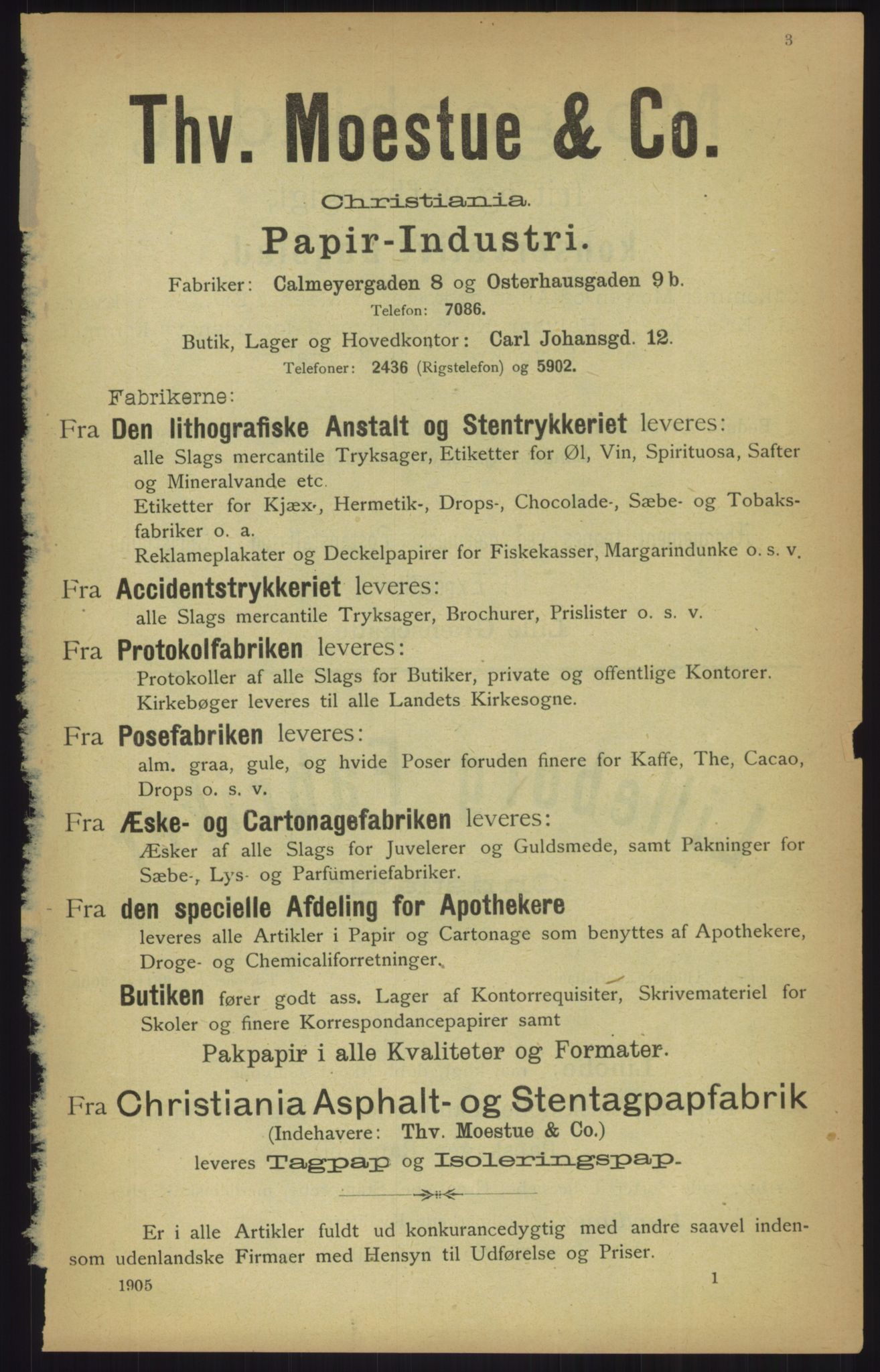 Kristiania/Oslo adressebok, PUBL/-, 1905, s. 3