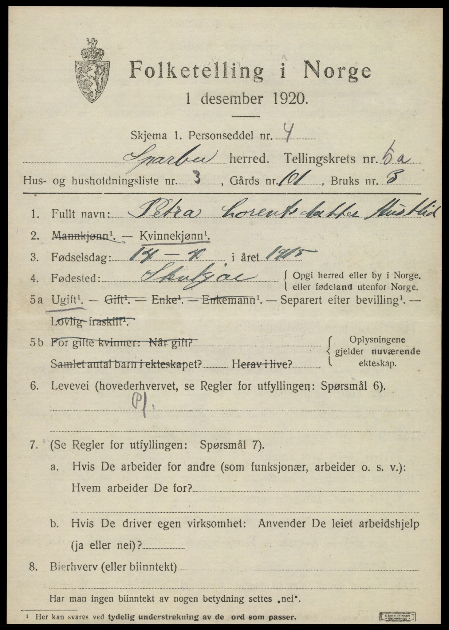 SAT, Folketelling 1920 for 1731 Sparbu herred, 1920, s. 6237