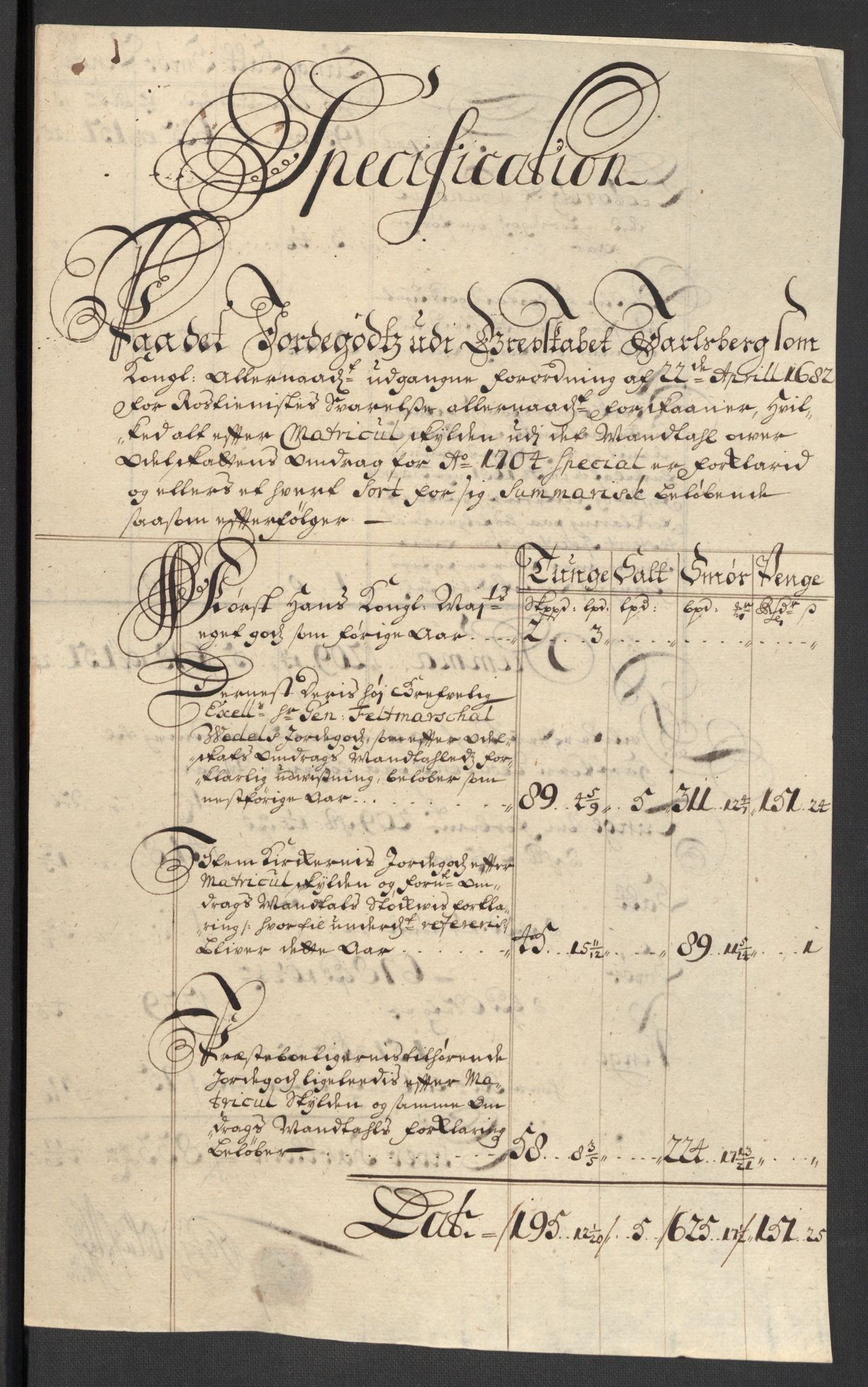 Rentekammeret inntil 1814, Reviderte regnskaper, Fogderegnskap, RA/EA-4092/R32/L1871: Fogderegnskap Jarlsberg grevskap, 1703-1705, s. 222