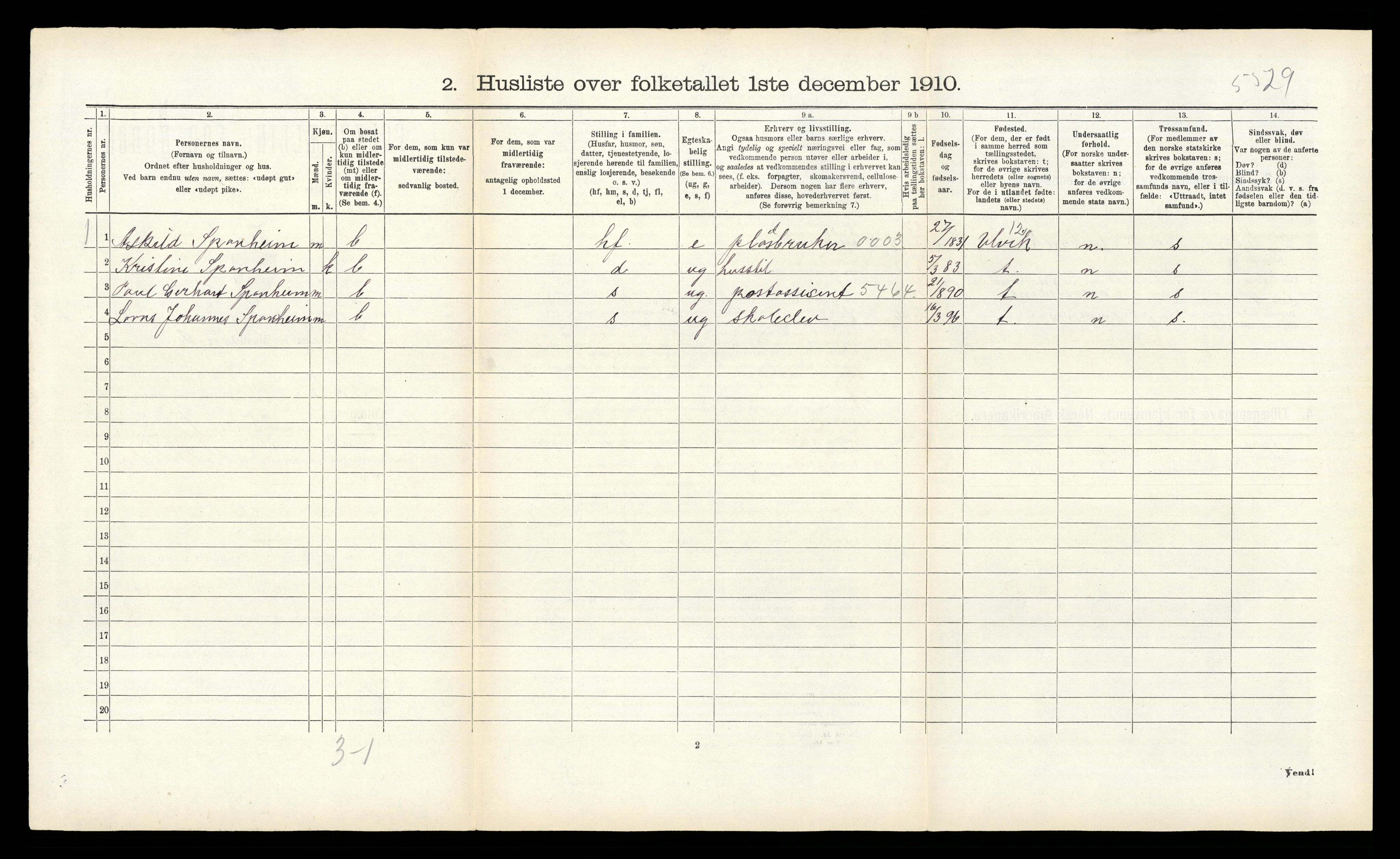 RA, Folketelling 1910 for 1544 Bolsøy herred, 1910, s. 192