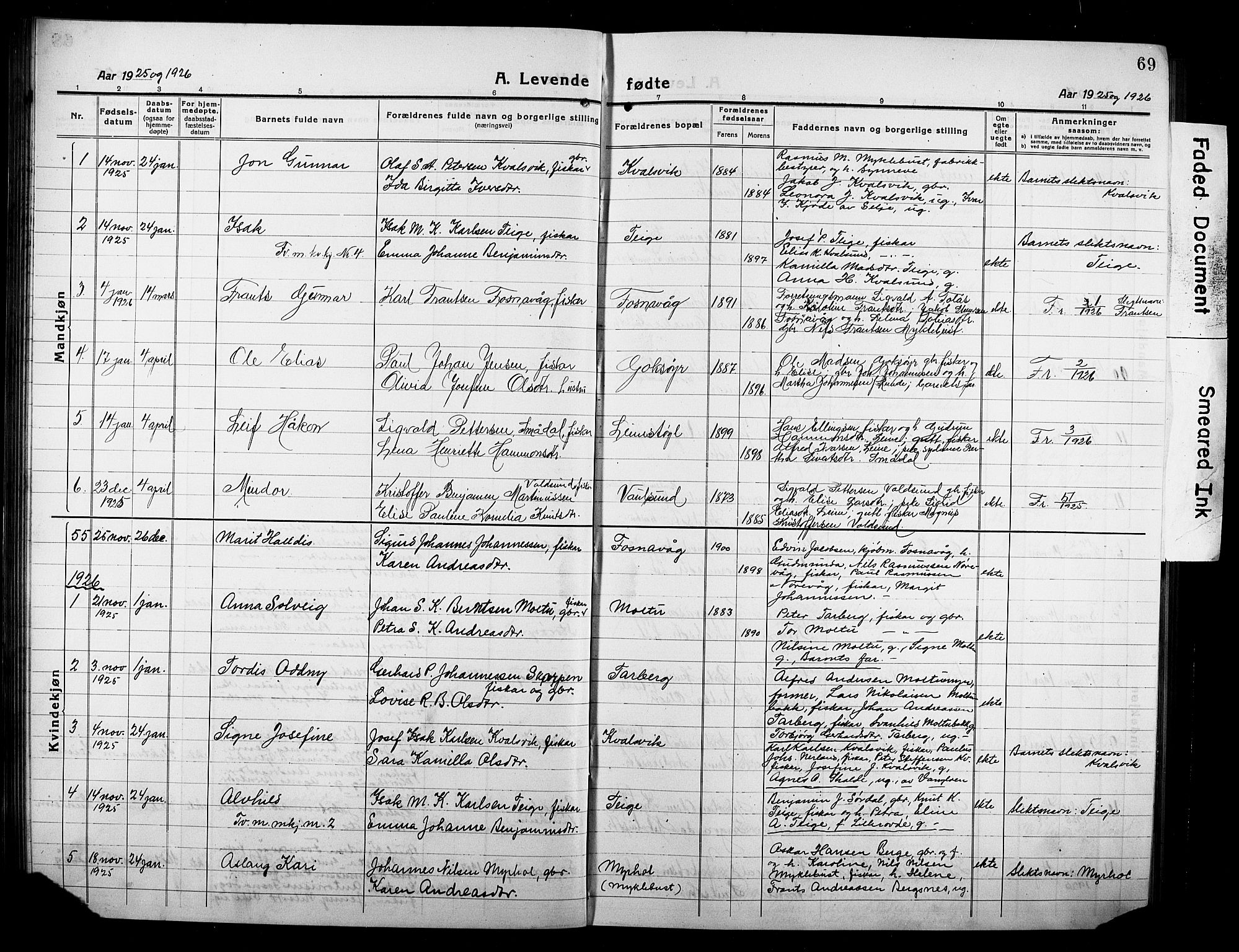 Ministerialprotokoller, klokkerbøker og fødselsregistre - Møre og Romsdal, AV/SAT-A-1454/507/L0084: Klokkerbok nr. 507C07, 1919-1932, s. 69