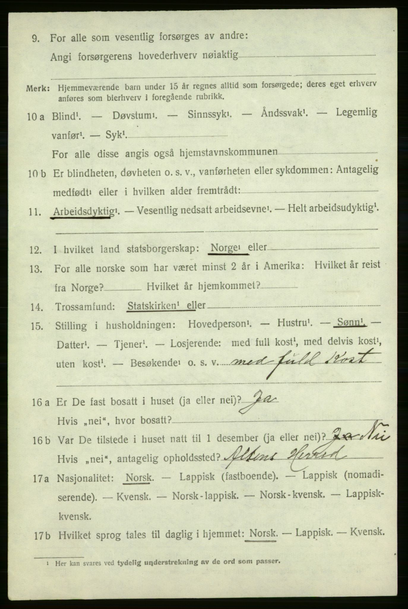 SATØ, Folketelling 1920 for 2013 Talvik herred, 1920, s. 1047