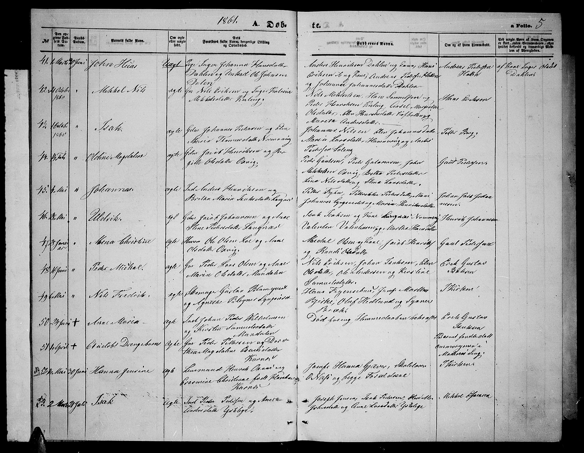 Lyngen sokneprestembete, AV/SATØ-S-1289/H/He/Heb/L0003klokker: Klokkerbok nr. 3, 1861-1867, s. 5