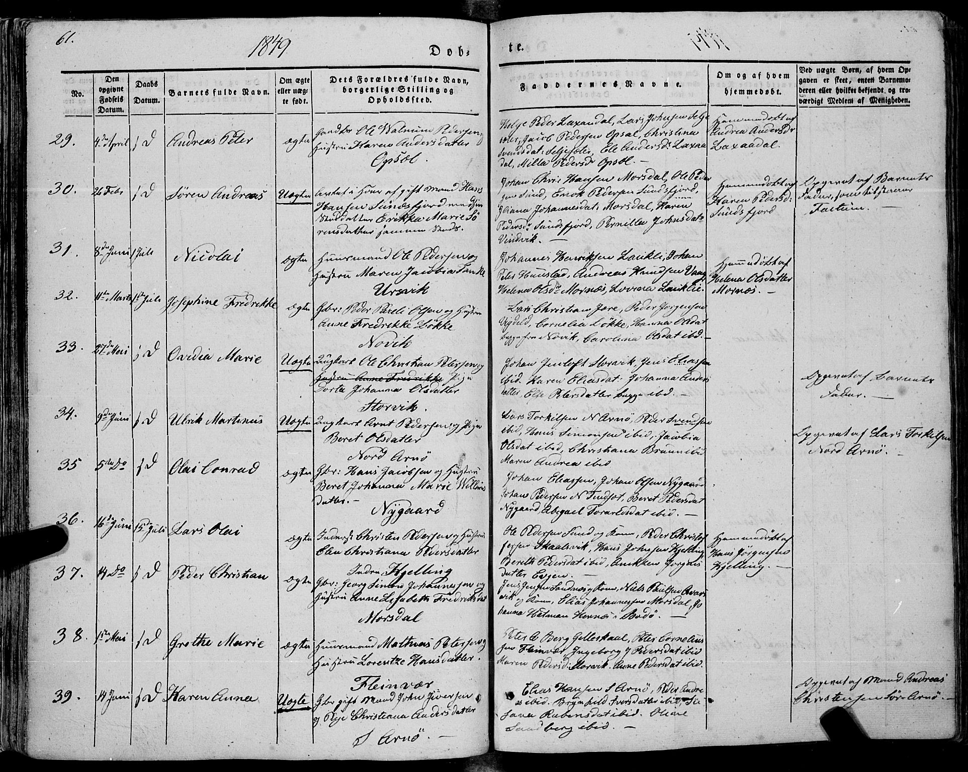 Ministerialprotokoller, klokkerbøker og fødselsregistre - Nordland, SAT/A-1459/805/L0097: Ministerialbok nr. 805A04, 1837-1861, s. 61
