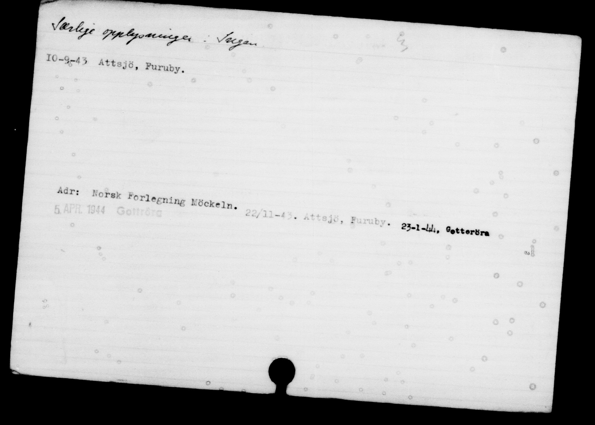 Utenriksstasjonene, Legasjonen i Stockholm, Flyktningkontoret, AV/RA-S-6753/V/Va/L0001: Kjesäterkartoteket, flyktninger med registreringsnr. 1-1000, 1940-1945, s. 146