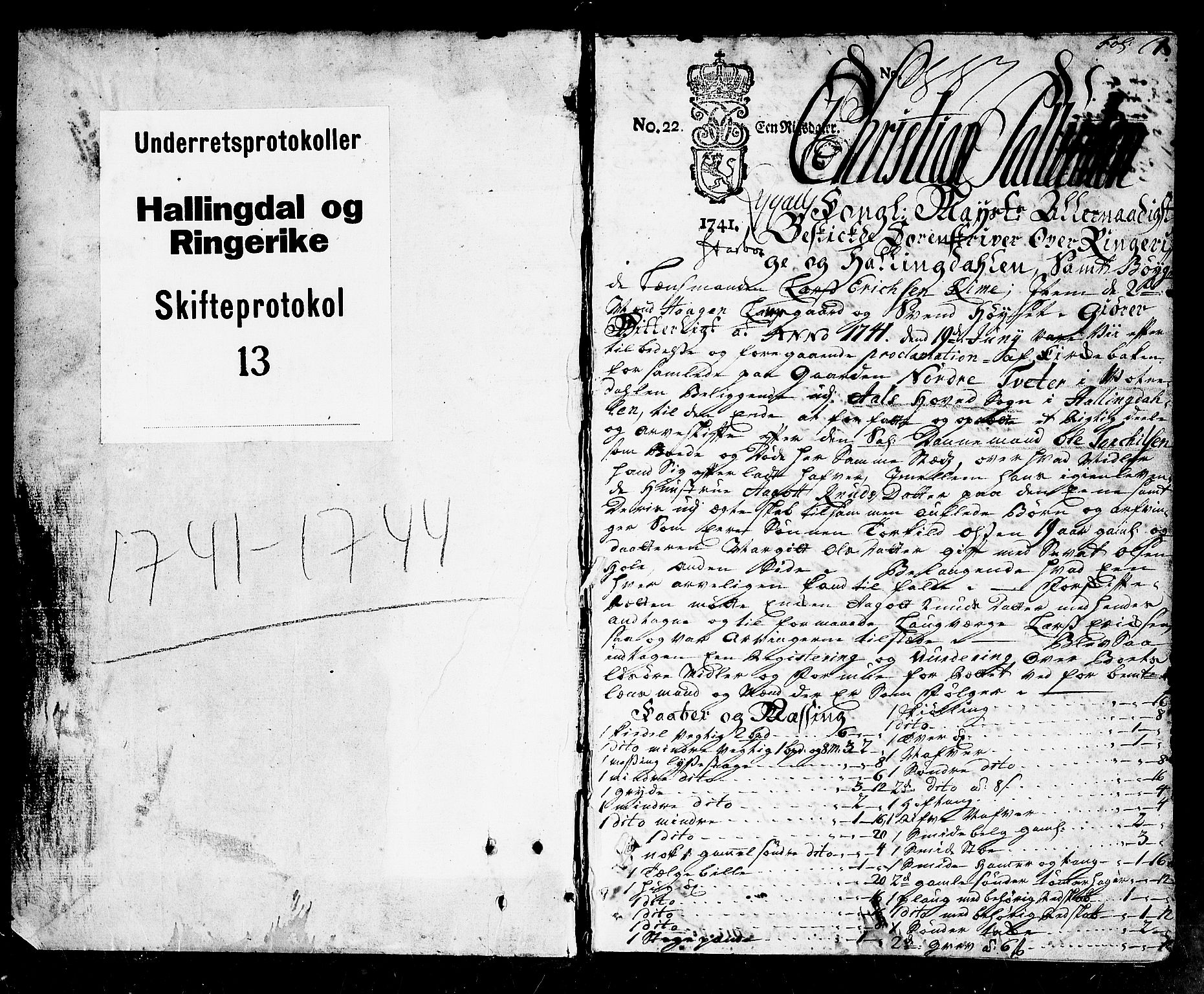 Ringerike og Hallingdal sorenskriveri, SAKO/A-81/H/Ha/L0013: Skifteprotokoll, 1741-1744, s. 0b-1a