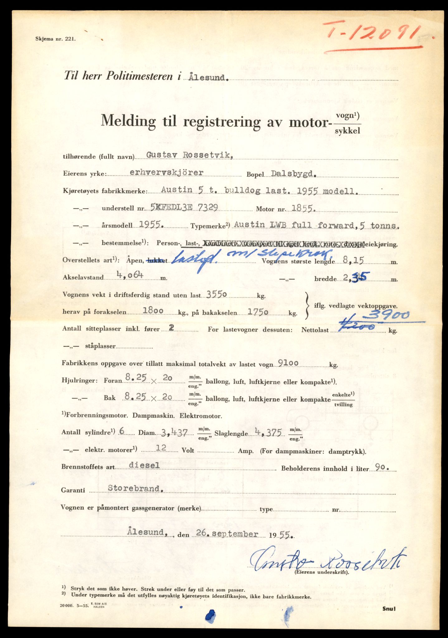 Møre og Romsdal vegkontor - Ålesund trafikkstasjon, AV/SAT-A-4099/F/Fe/L0032: Registreringskort for kjøretøy T 11997 - T 12149, 1927-1998, s. 3415