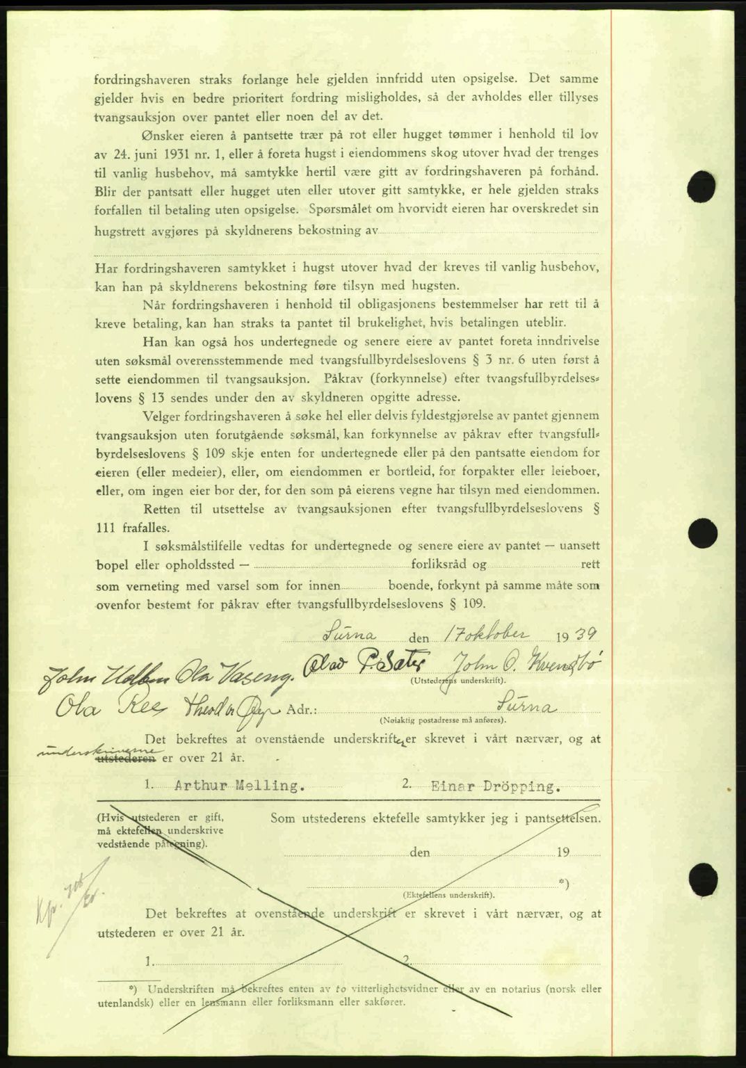 Nordmøre sorenskriveri, AV/SAT-A-4132/1/2/2Ca: Pantebok nr. B86, 1939-1940, Dagboknr: 3253/1939