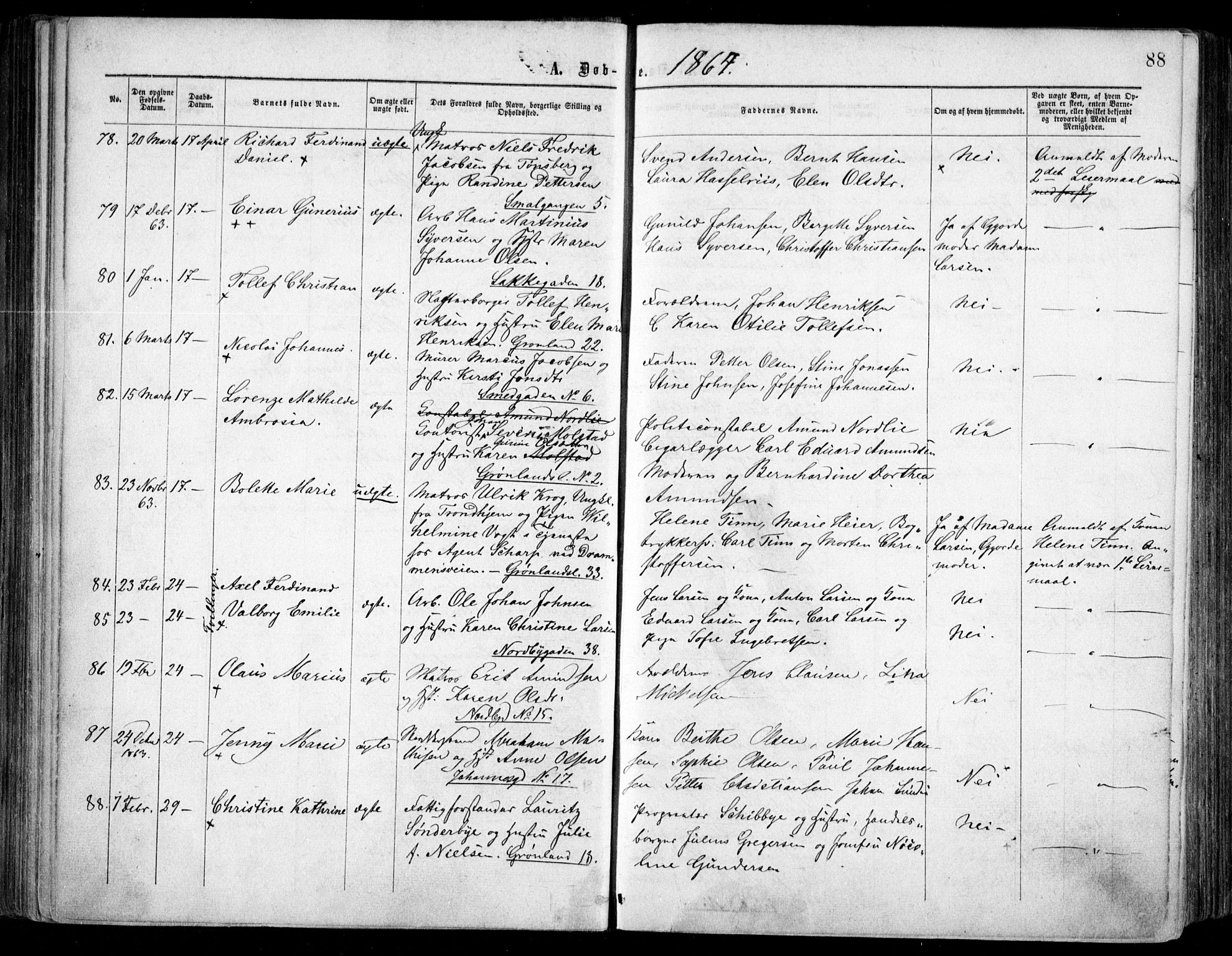 Grønland prestekontor Kirkebøker, AV/SAO-A-10848/F/Fa/L0002: Ministerialbok nr. 2, 1862-1868, s. 88