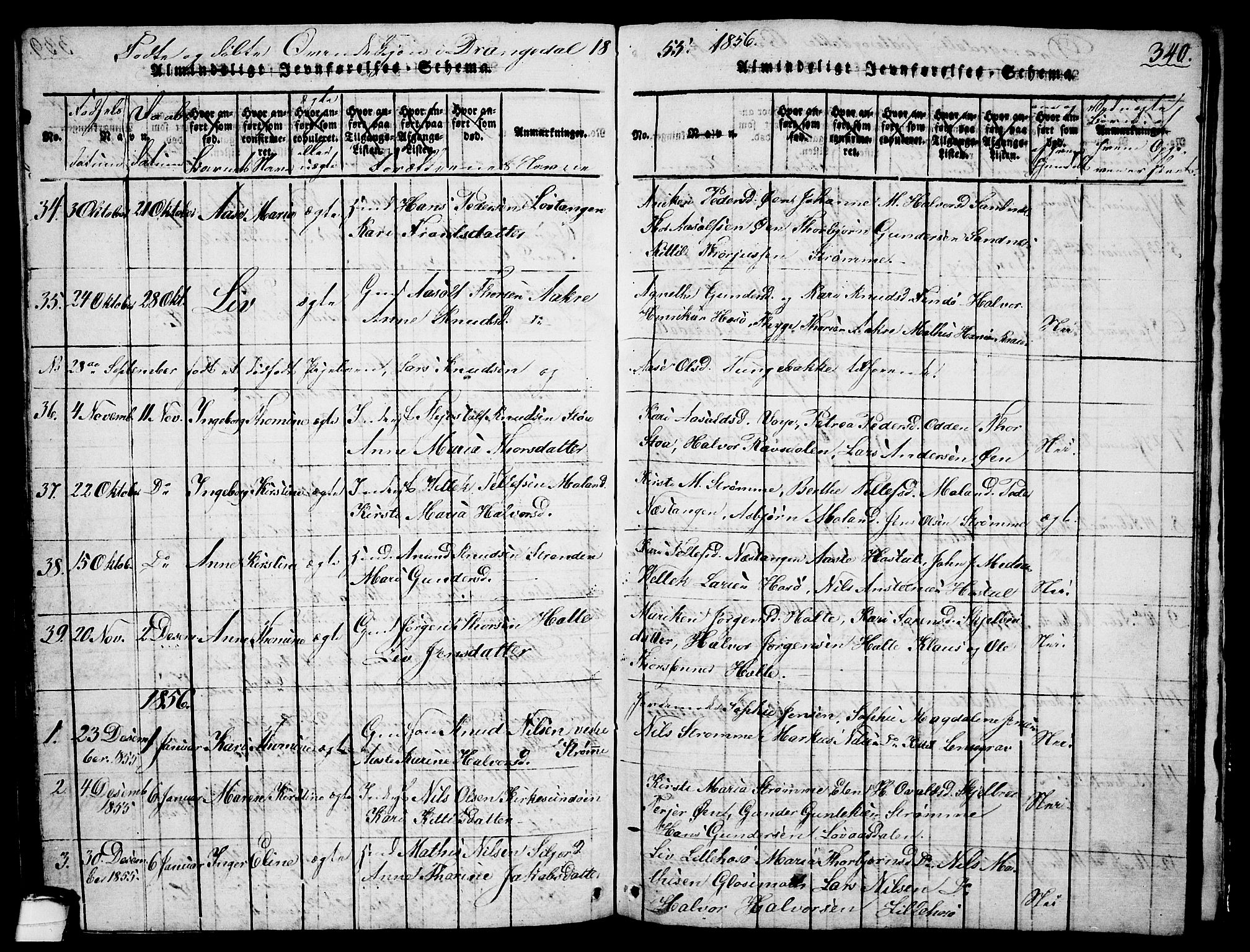 Drangedal kirkebøker, AV/SAKO-A-258/G/Ga/L0001: Klokkerbok nr. I 1 /1, 1814-1856, s. 340