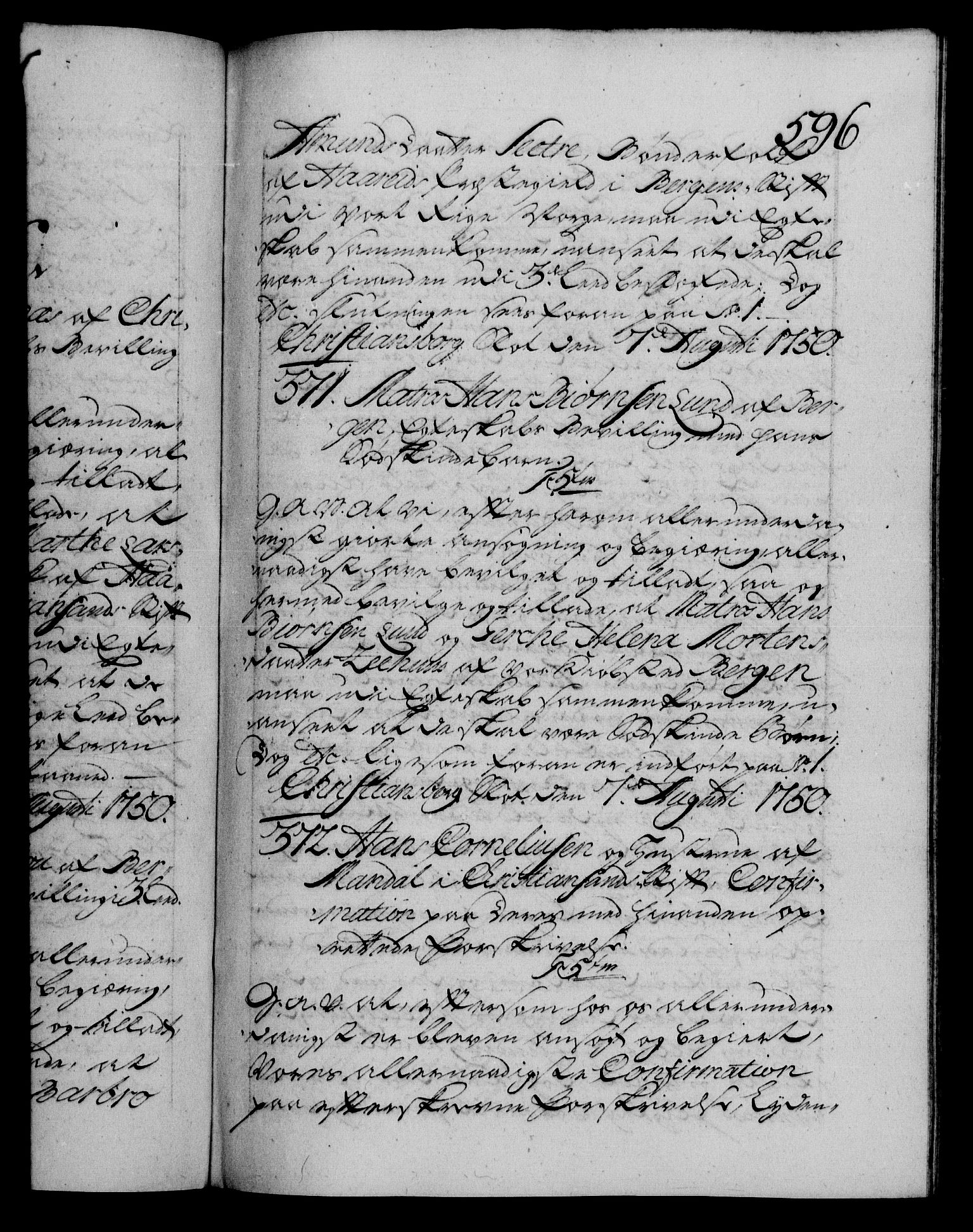 Danske Kanselli 1572-1799, RA/EA-3023/F/Fc/Fca/Fcaa/L0036: Norske registre, 1749-1750, s. 596a