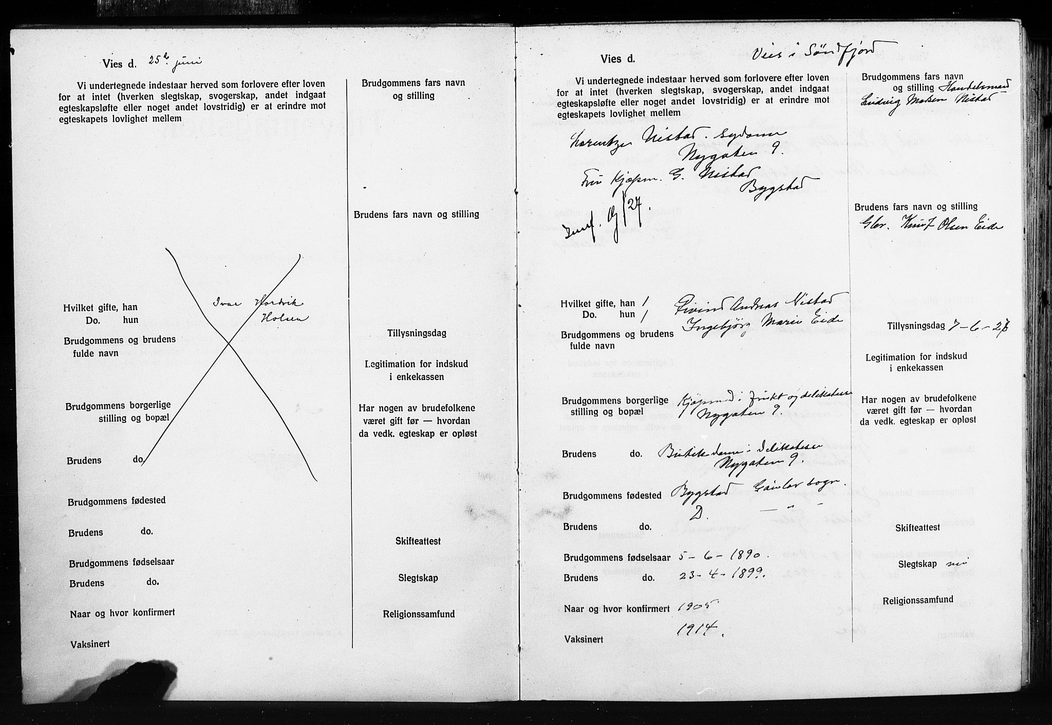 Domkirken sokneprestembete, AV/SAB-A-74801: Forlovererklæringer nr. II.5.15, 1927-1932, s. 2
