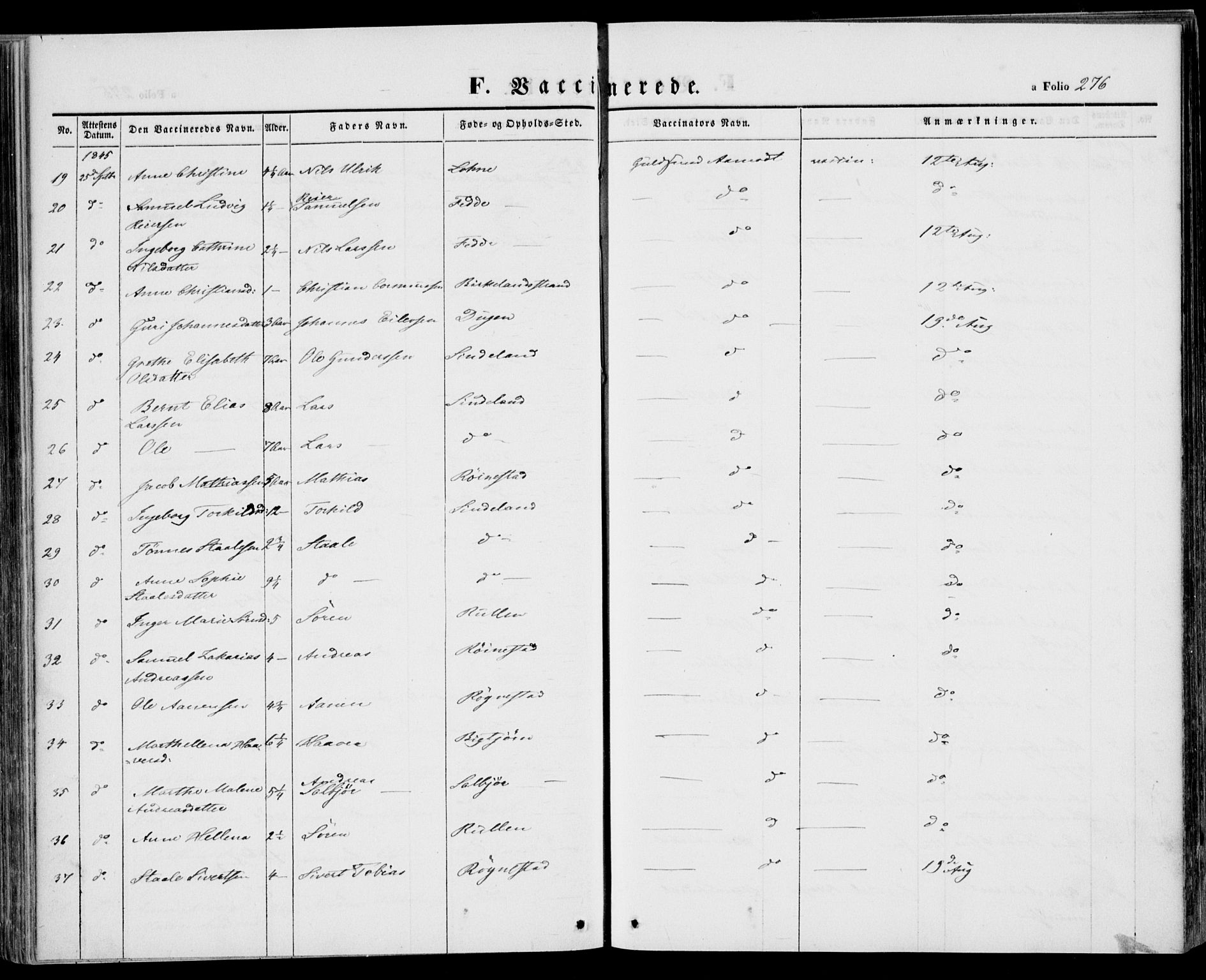 Kvinesdal sokneprestkontor, SAK/1111-0026/F/Fa/Fab/L0005: Ministerialbok nr. A 5, 1844-1857, s. 276