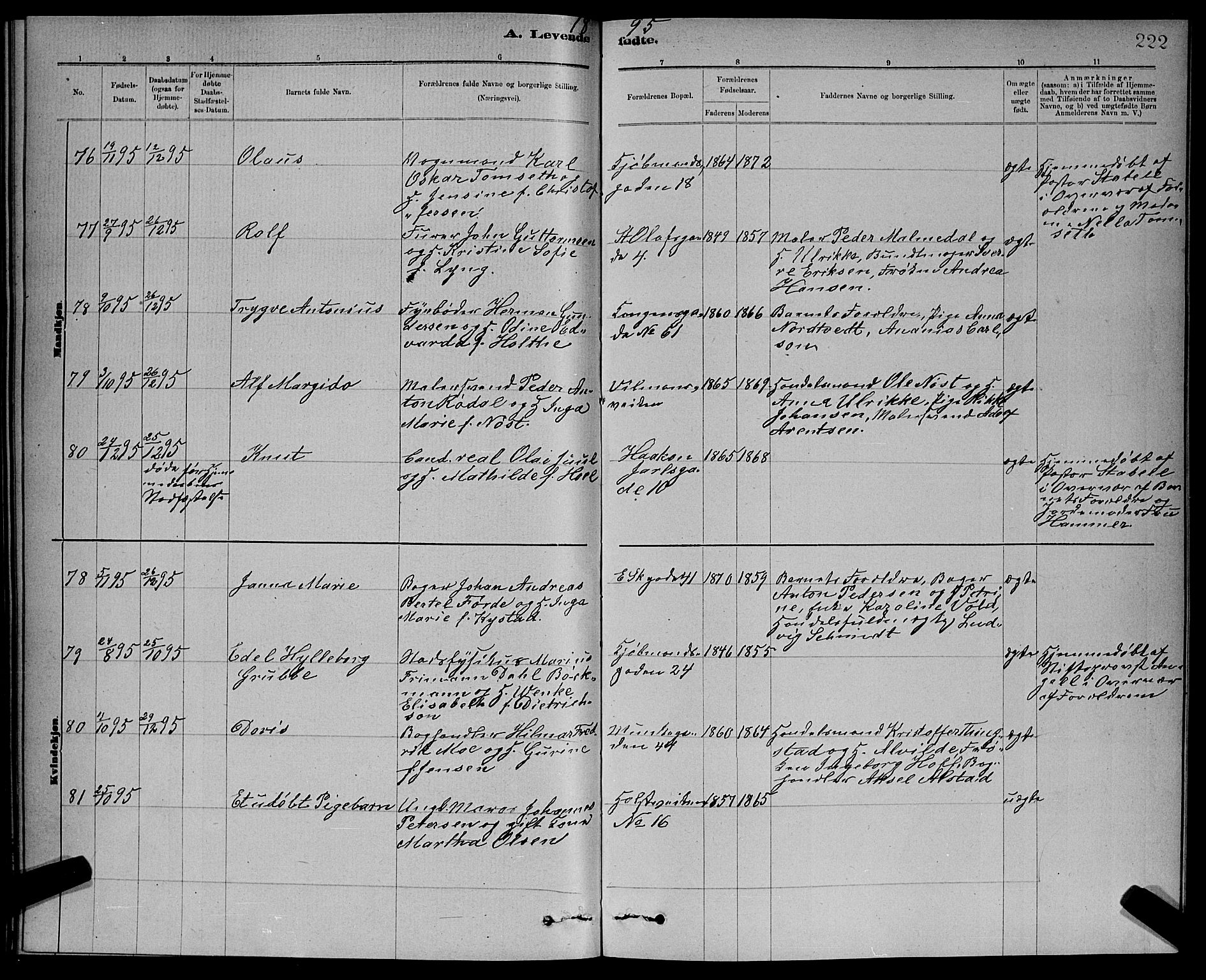 Ministerialprotokoller, klokkerbøker og fødselsregistre - Sør-Trøndelag, SAT/A-1456/601/L0092: Klokkerbok nr. 601C10, 1884-1897, s. 222