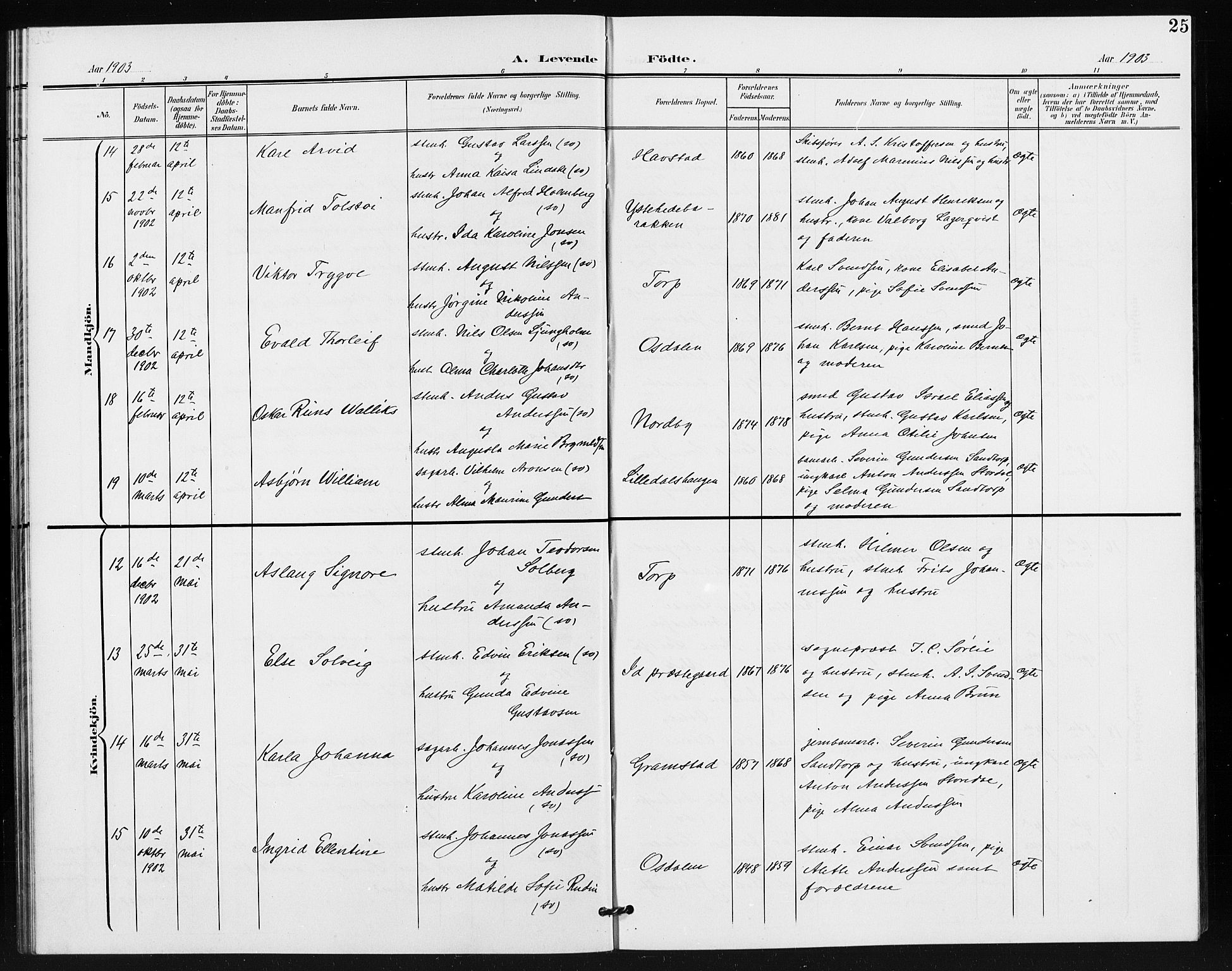 Idd prestekontor Kirkebøker, AV/SAO-A-10911/G/Gb/L0001: Klokkerbok nr. II 1, 1901-1907, s. 25