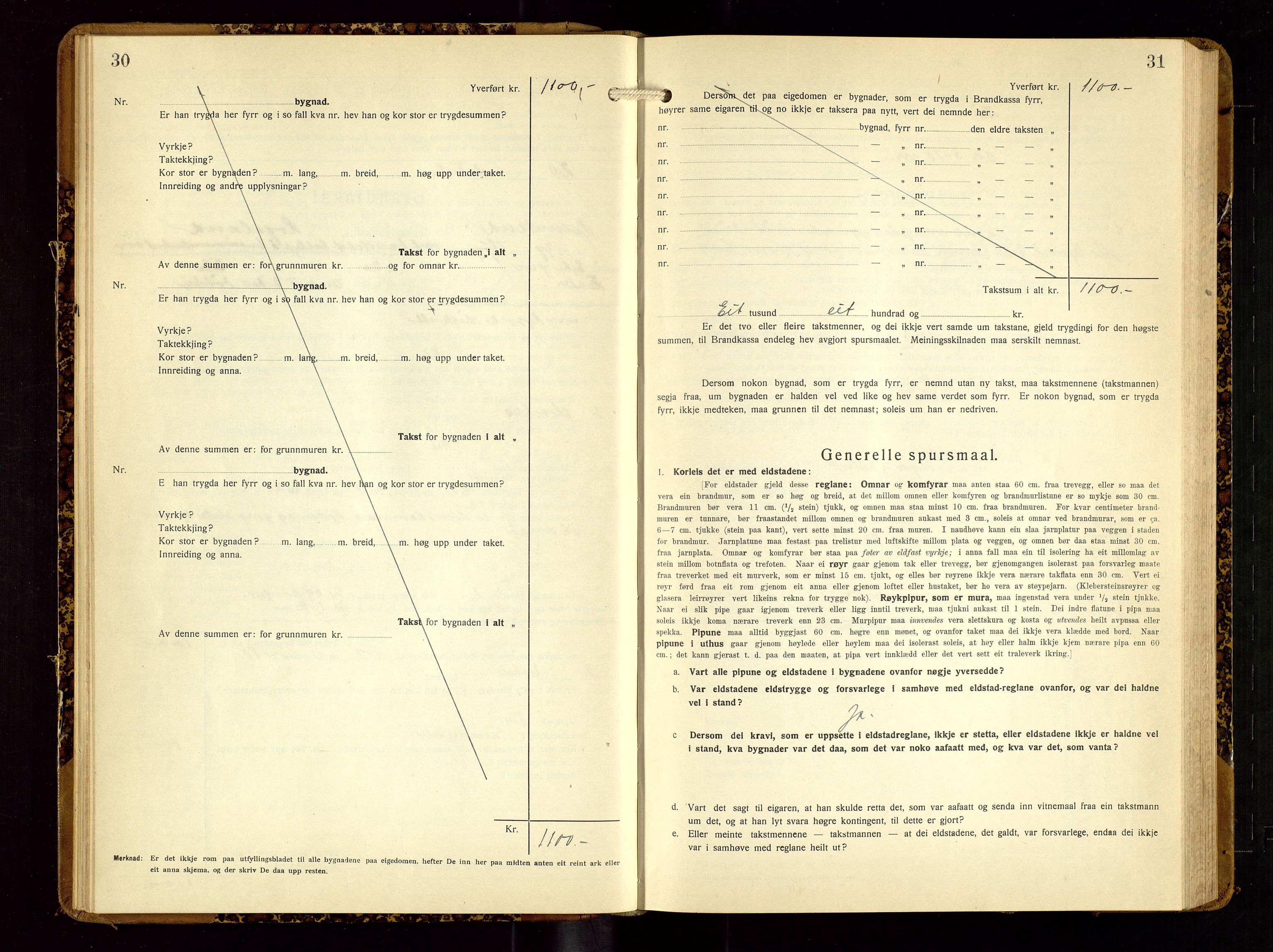 Hjelmeland lensmannskontor, SAST/A-100439/Gob/L0003: "Brandtakstbok", 1932-1950, s. 30-31