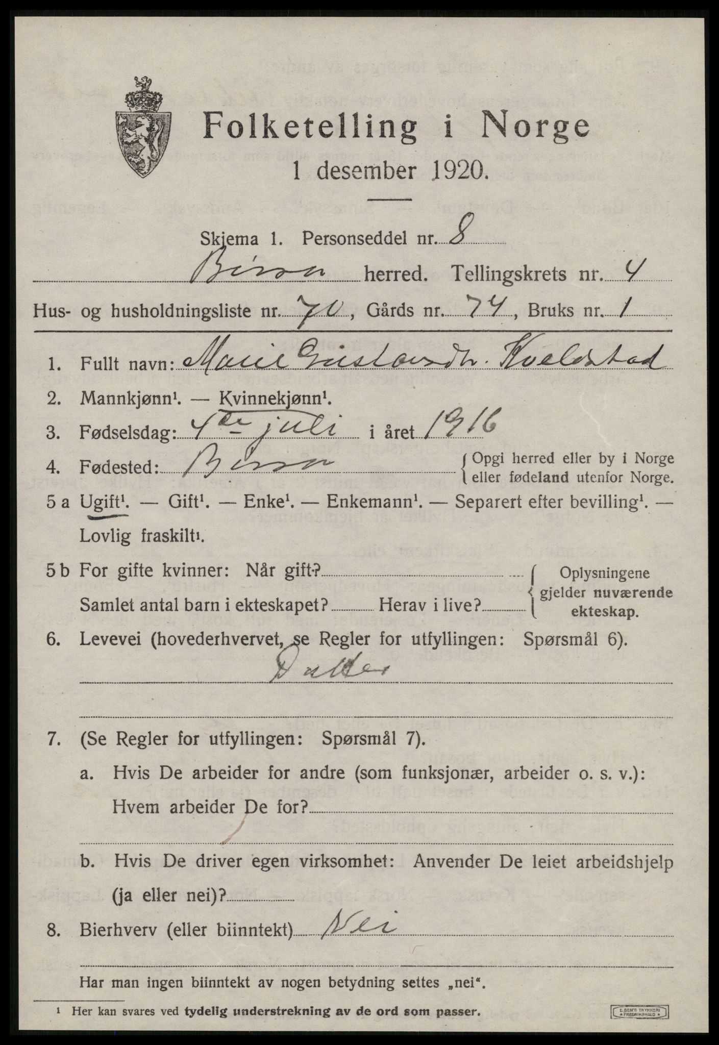 SAT, Folketelling 1920 for 1658 Børsa herred, 1920, s. 3333