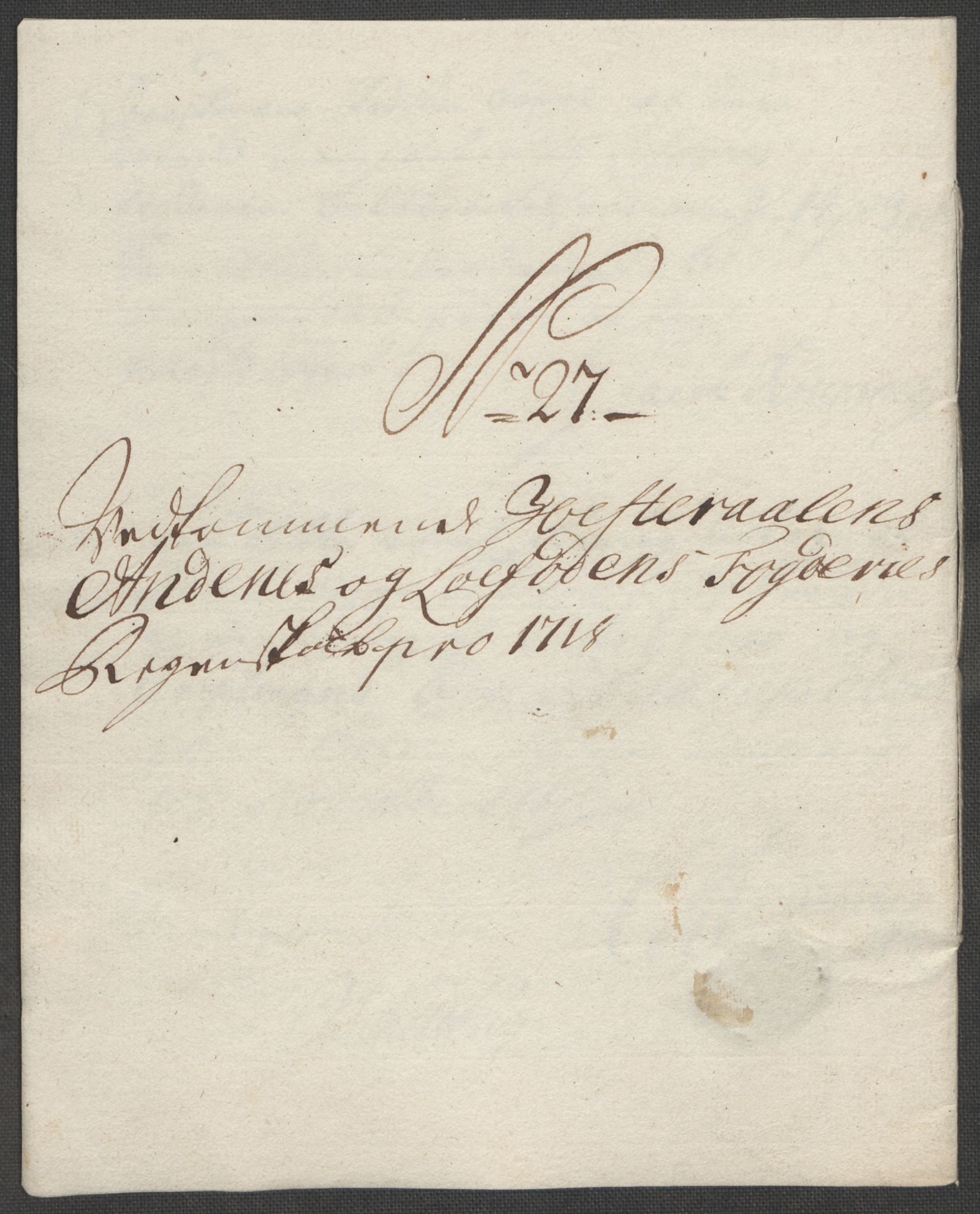 Rentekammeret inntil 1814, Reviderte regnskaper, Fogderegnskap, RA/EA-4092/R67/L4684: Fogderegnskap Vesterålen, Andenes og Lofoten, 1718, s. 251