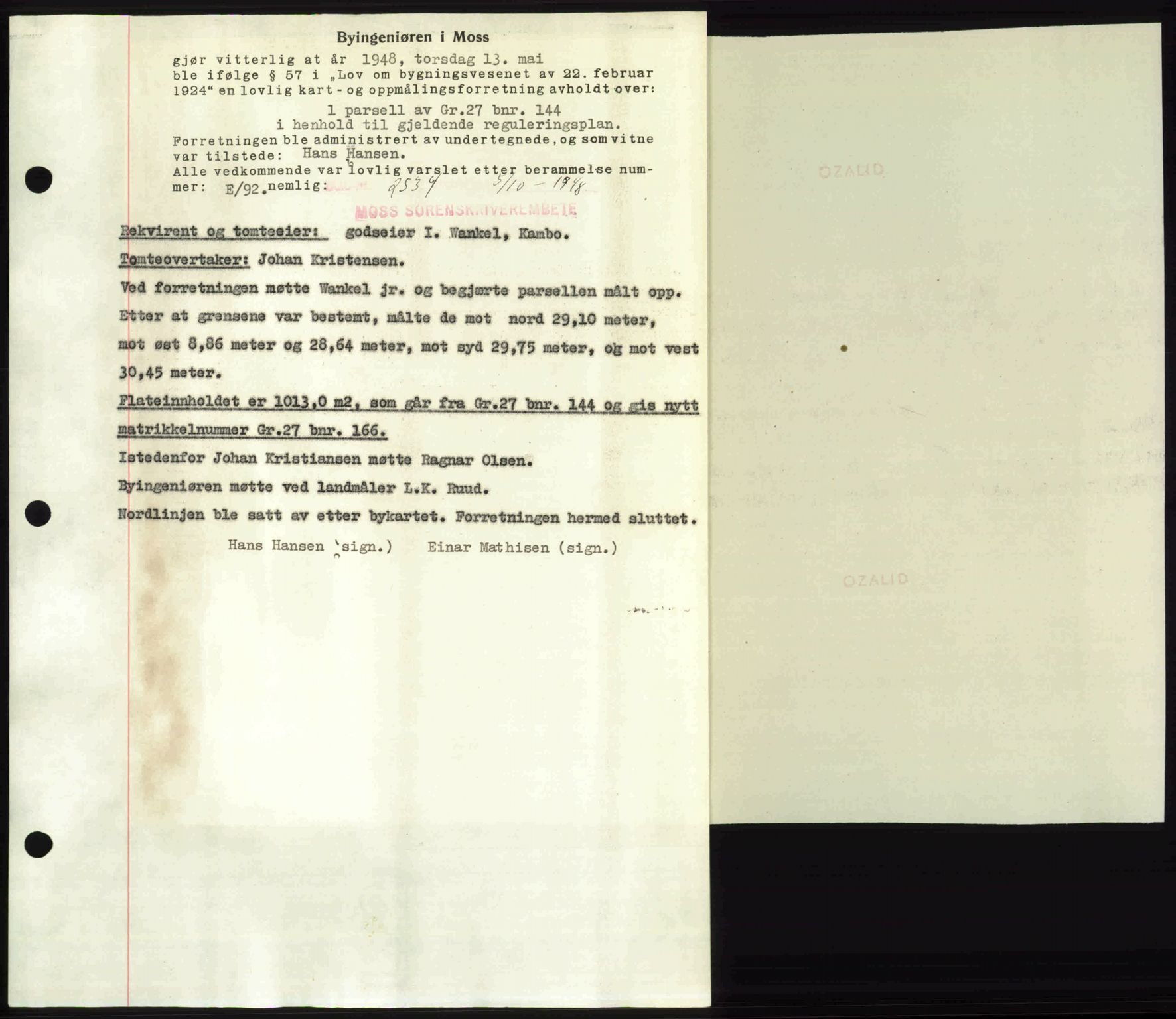 Moss sorenskriveri, SAO/A-10168: Pantebok nr. A20, 1948-1948, Dagboknr: 2534/1948