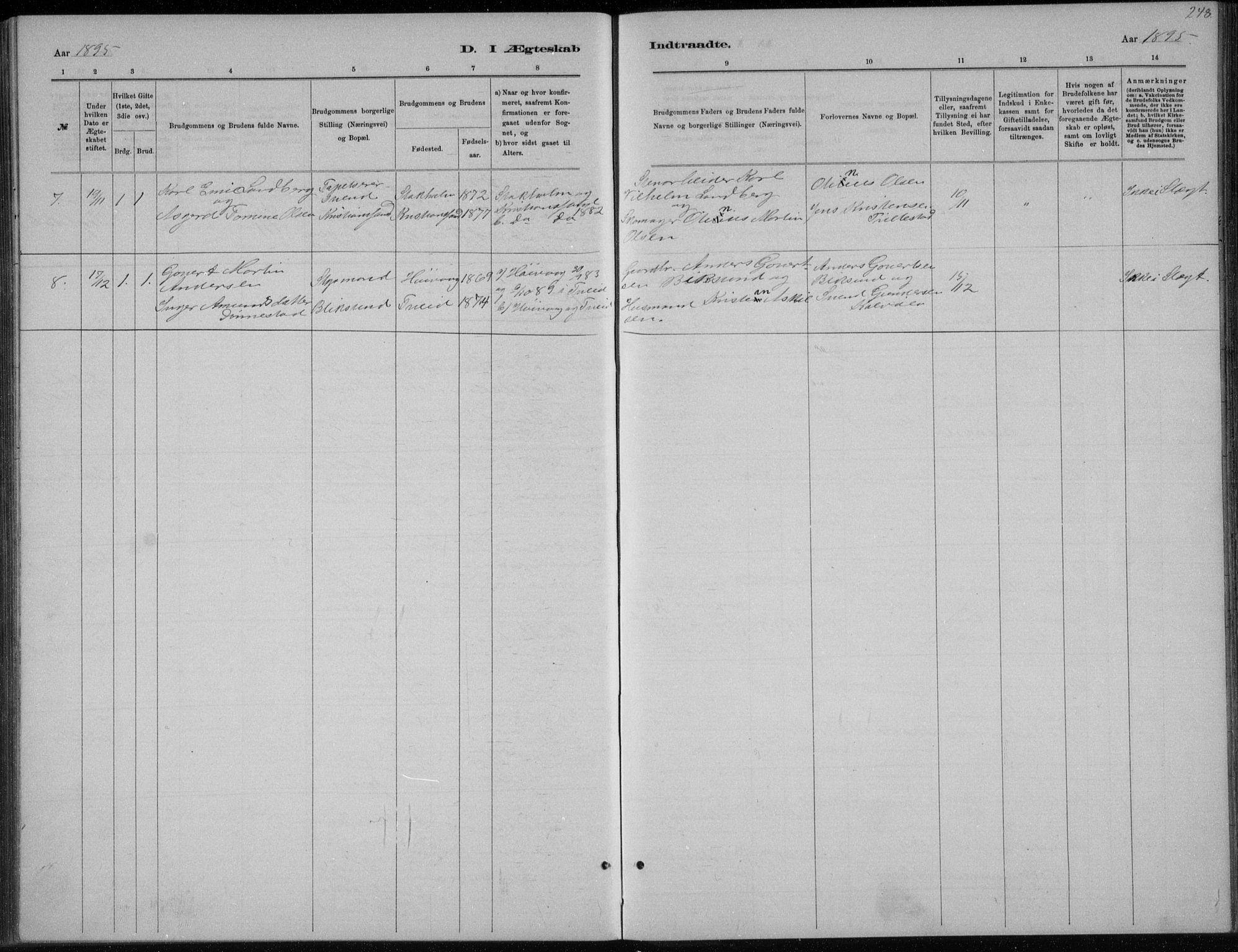 Høvåg sokneprestkontor, SAK/1111-0025/F/Fb/L0004: Klokkerbok nr. B 4, 1883-1898, s. 248