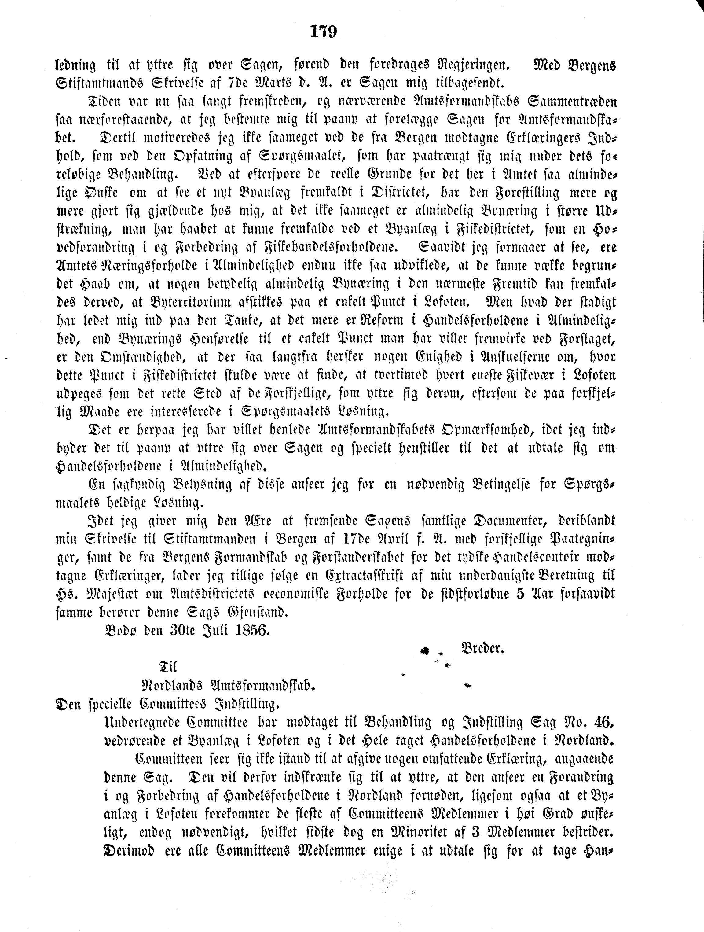 Nordland Fylkeskommune. Fylkestinget, AIN/NFK-17/176/A/Ac/L0003: Fylkestingsforhandlinger 1850-1860, 1850-1860