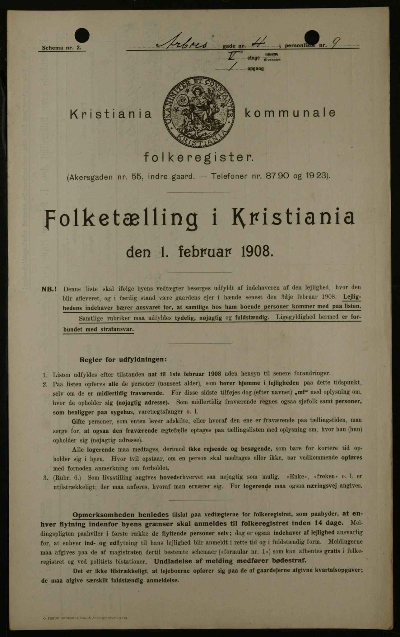 OBA, Kommunal folketelling 1.2.1908 for Kristiania kjøpstad, 1908, s. 2051