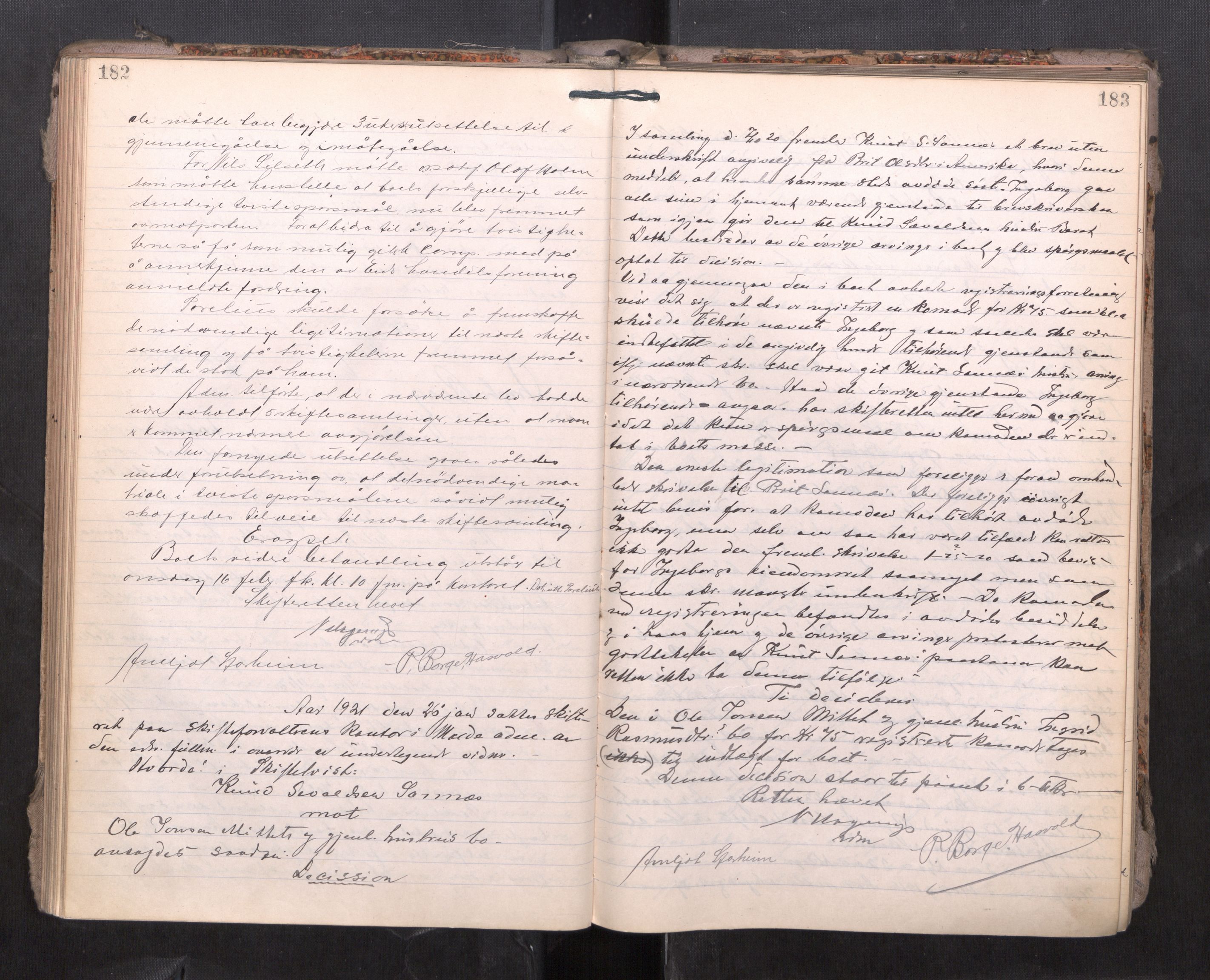 Romsdal sorenskriveri, AV/SAT-A-4149/1/3/3B/L0007: Skiftebehandlingsprotokoll, 1919-1922, s. 182-183