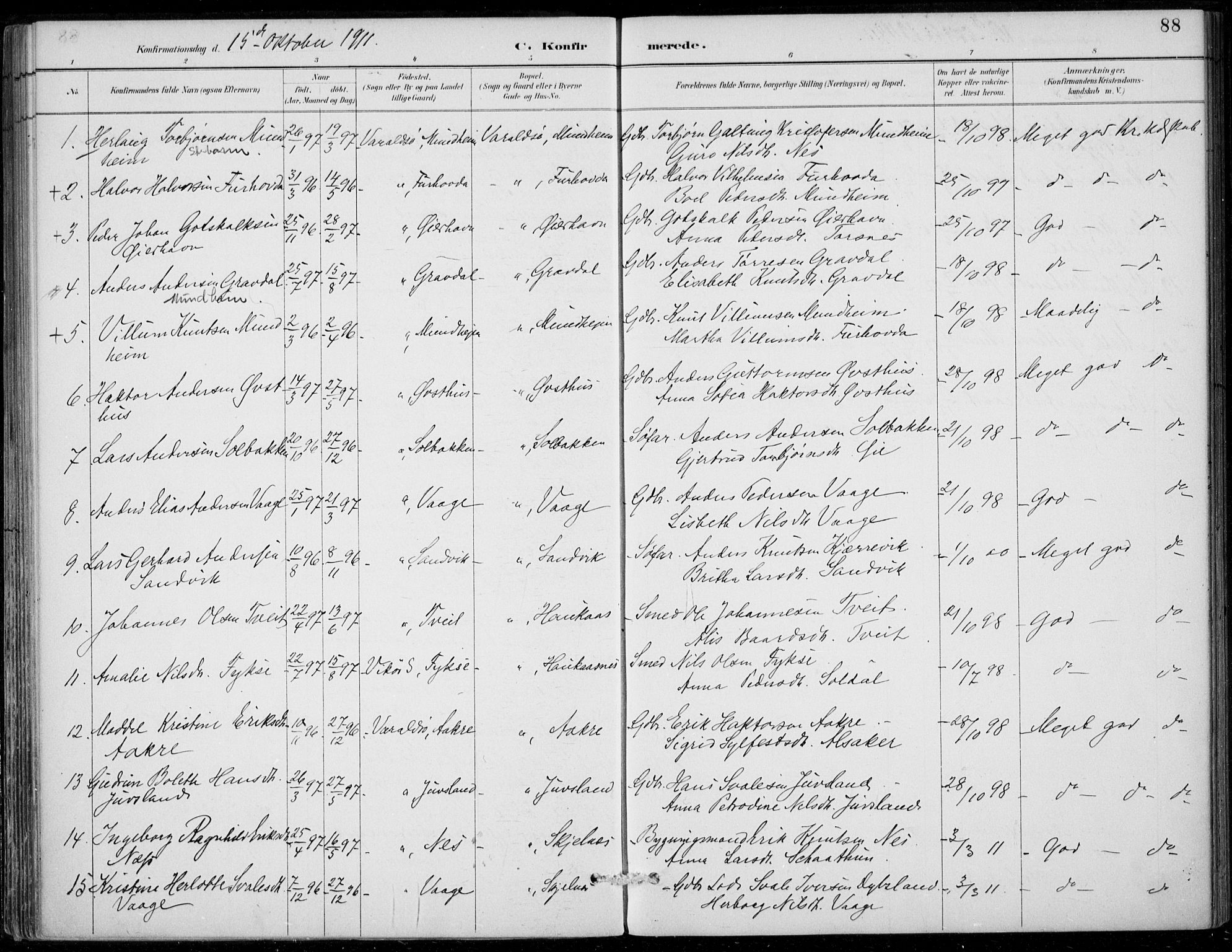 Strandebarm sokneprestembete, AV/SAB-A-78401/H/Haa: Ministerialbok nr. D  1, 1886-1912, s. 88