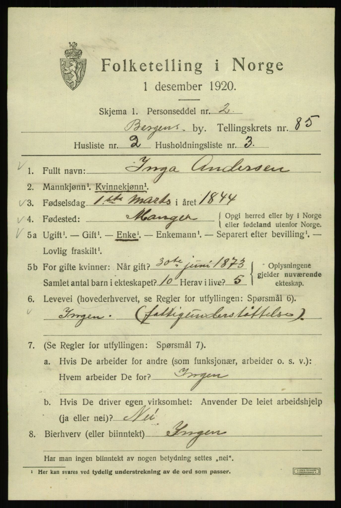 SAB, Folketelling 1920 for 1301 Bergen kjøpstad, 1920, s. 157071