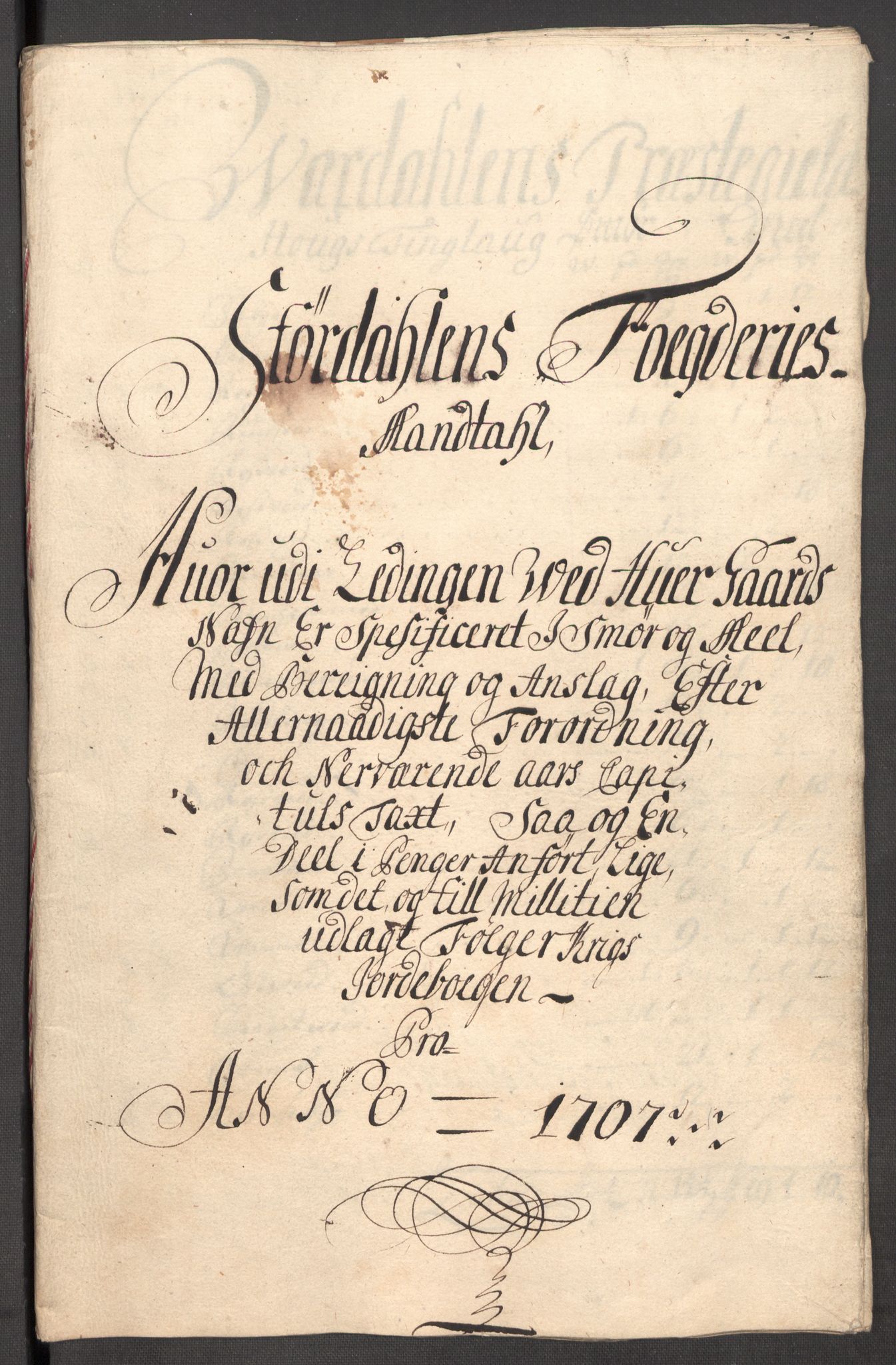 Rentekammeret inntil 1814, Reviderte regnskaper, Fogderegnskap, RA/EA-4092/R62/L4197: Fogderegnskap Stjørdal og Verdal, 1707, s. 158