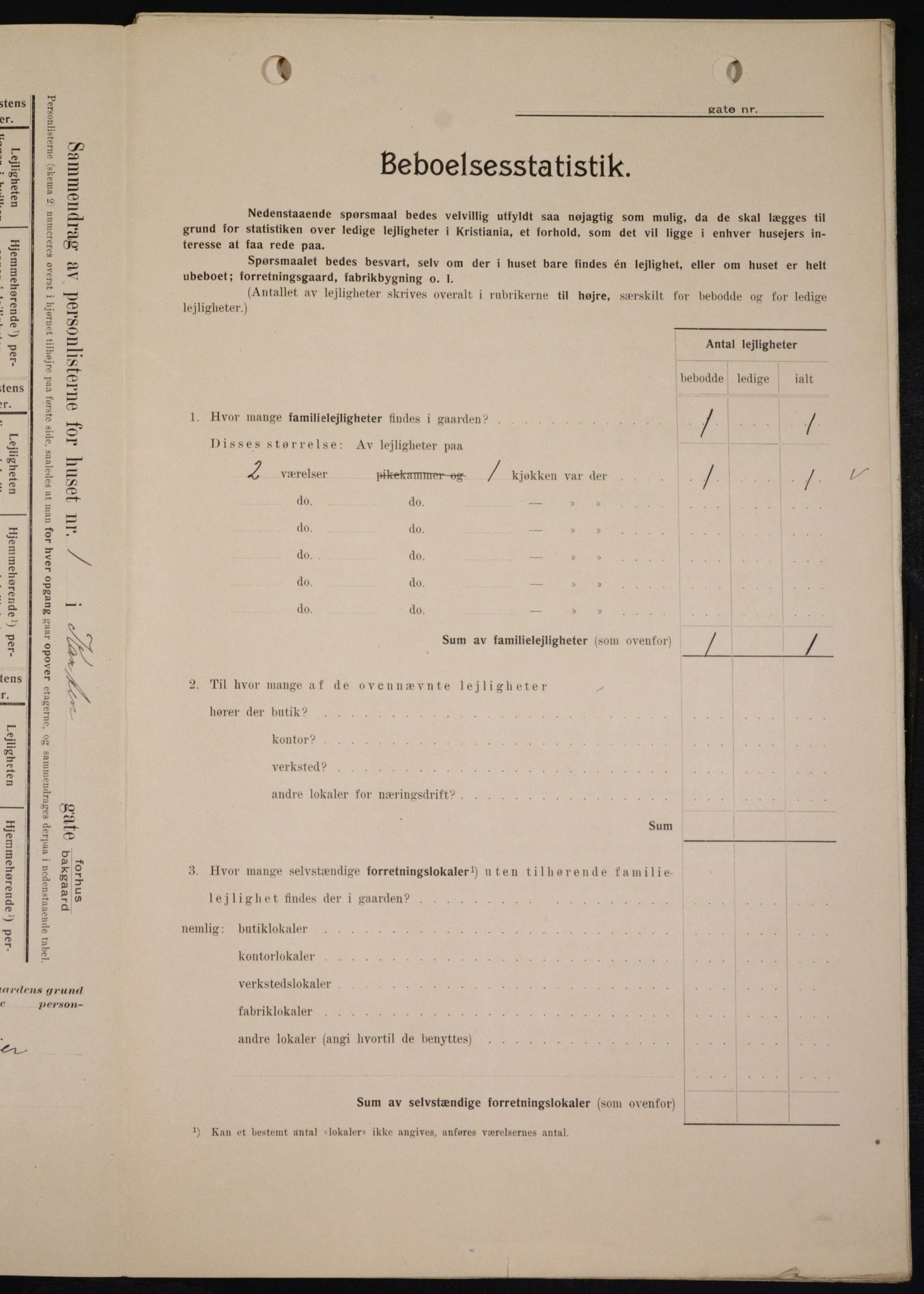 OBA, Kommunal folketelling 1.2.1909 for Kristiania kjøpstad, 1909, s. 43954