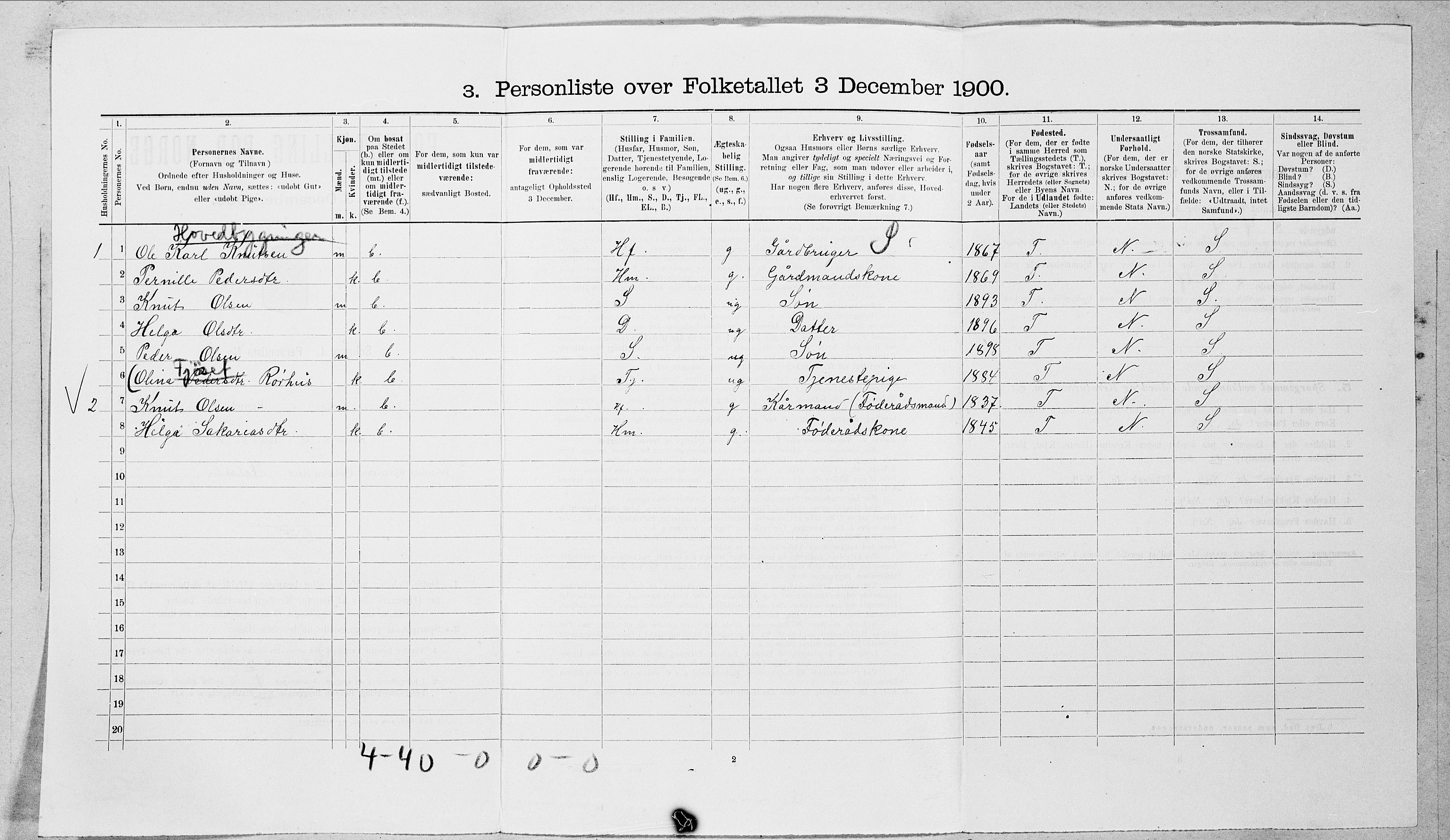 SAT, Folketelling 1900 for 1523 Sunnylven herred, 1900, s. 173