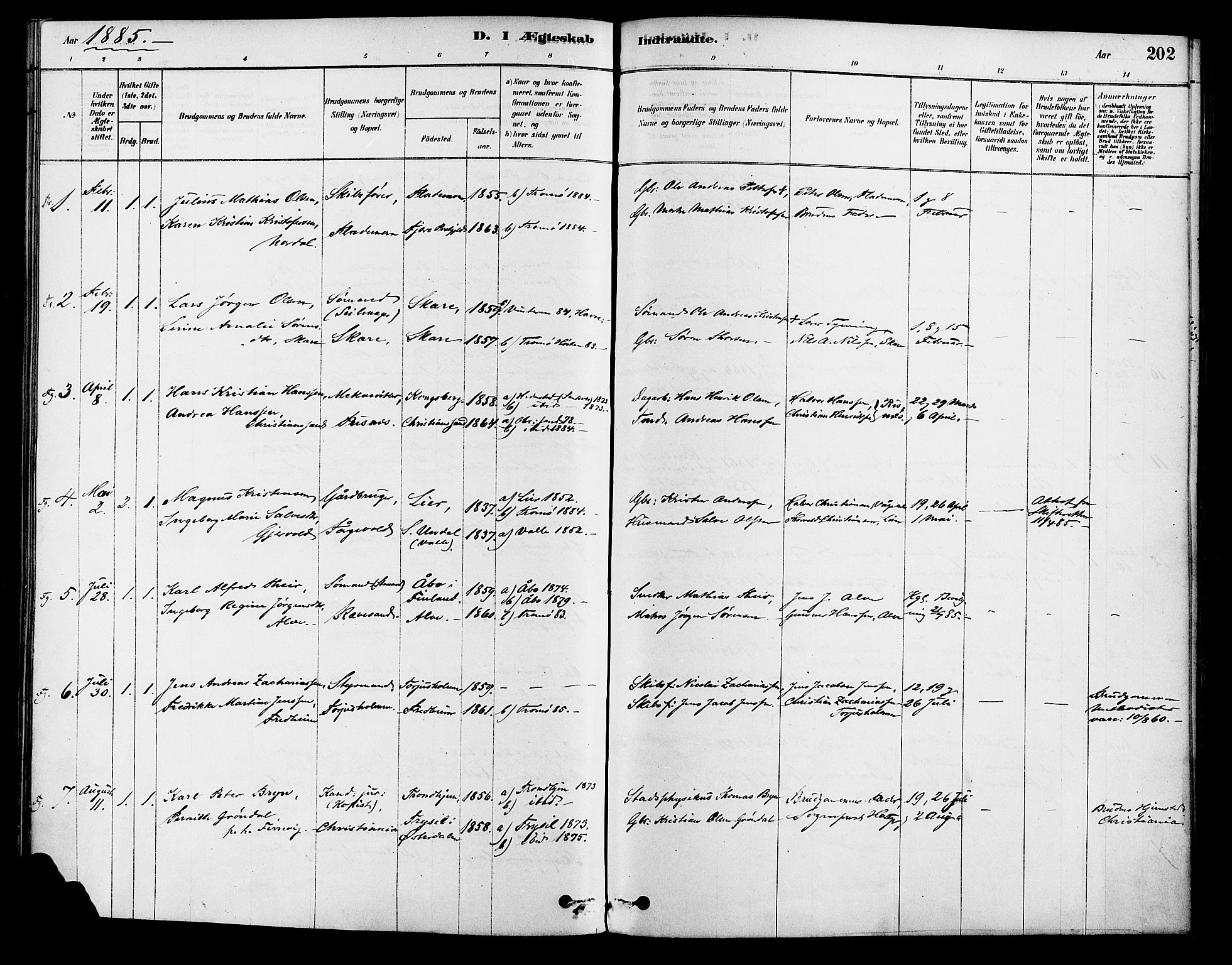Tromøy sokneprestkontor, SAK/1111-0041/F/Fa/L0009: Ministerialbok nr. A 9, 1878-1896, s. 202