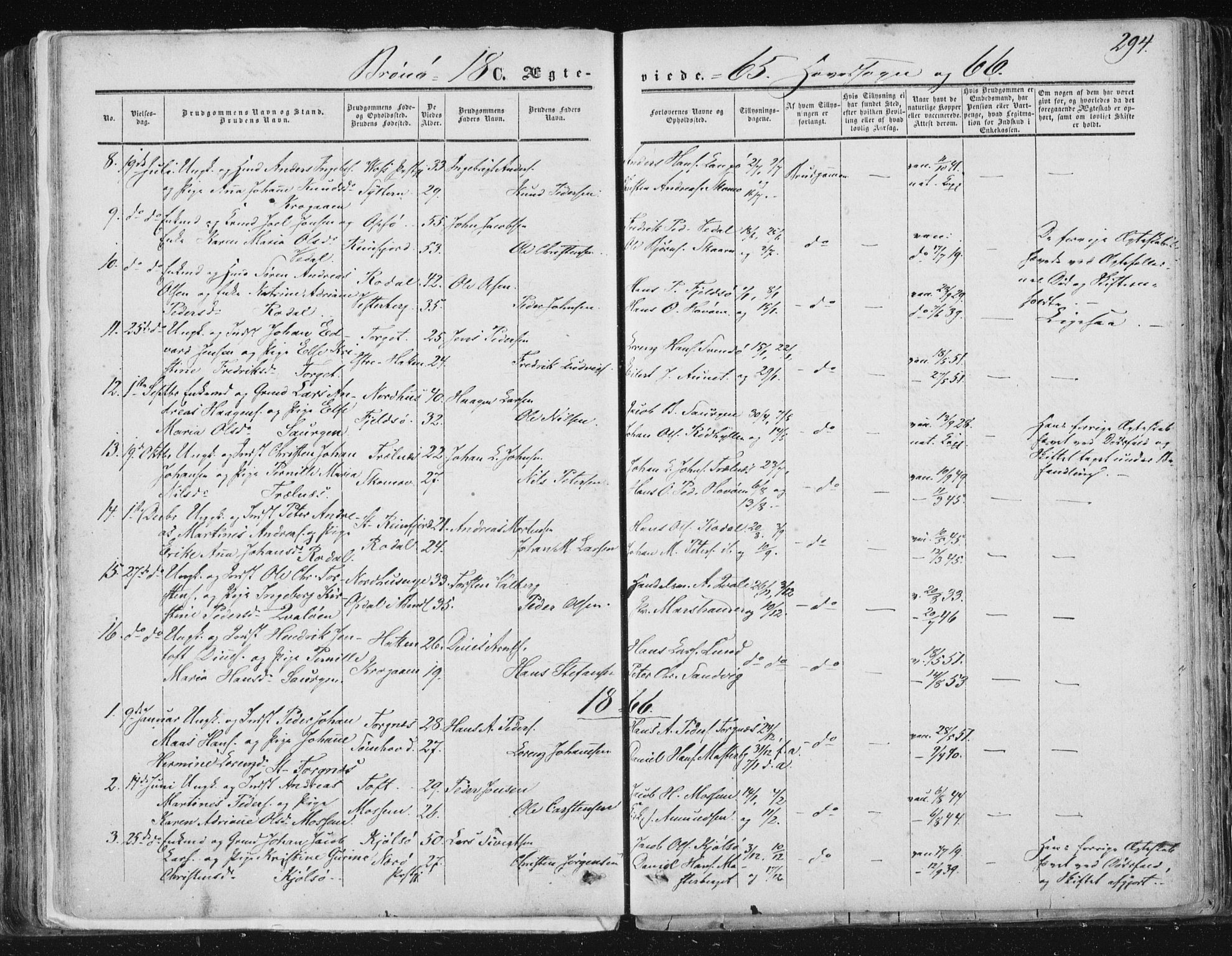 Ministerialprotokoller, klokkerbøker og fødselsregistre - Nordland, SAT/A-1459/813/L0198: Ministerialbok nr. 813A08, 1834-1874, s. 294