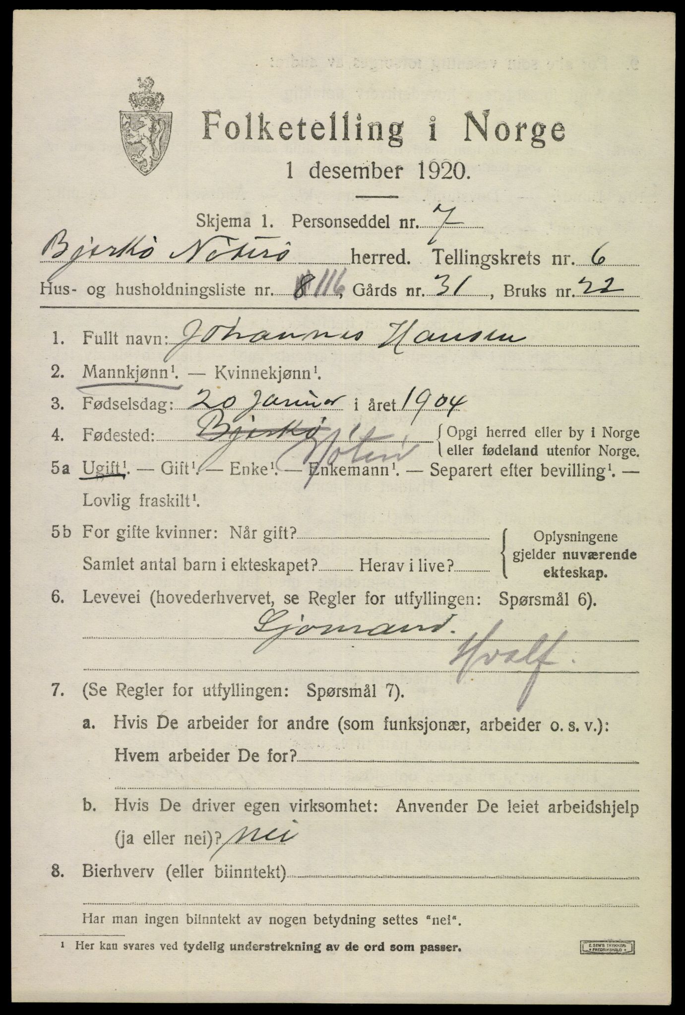 SAKO, Folketelling 1920 for 0722 Nøtterøy herred, 1920, s. 9421