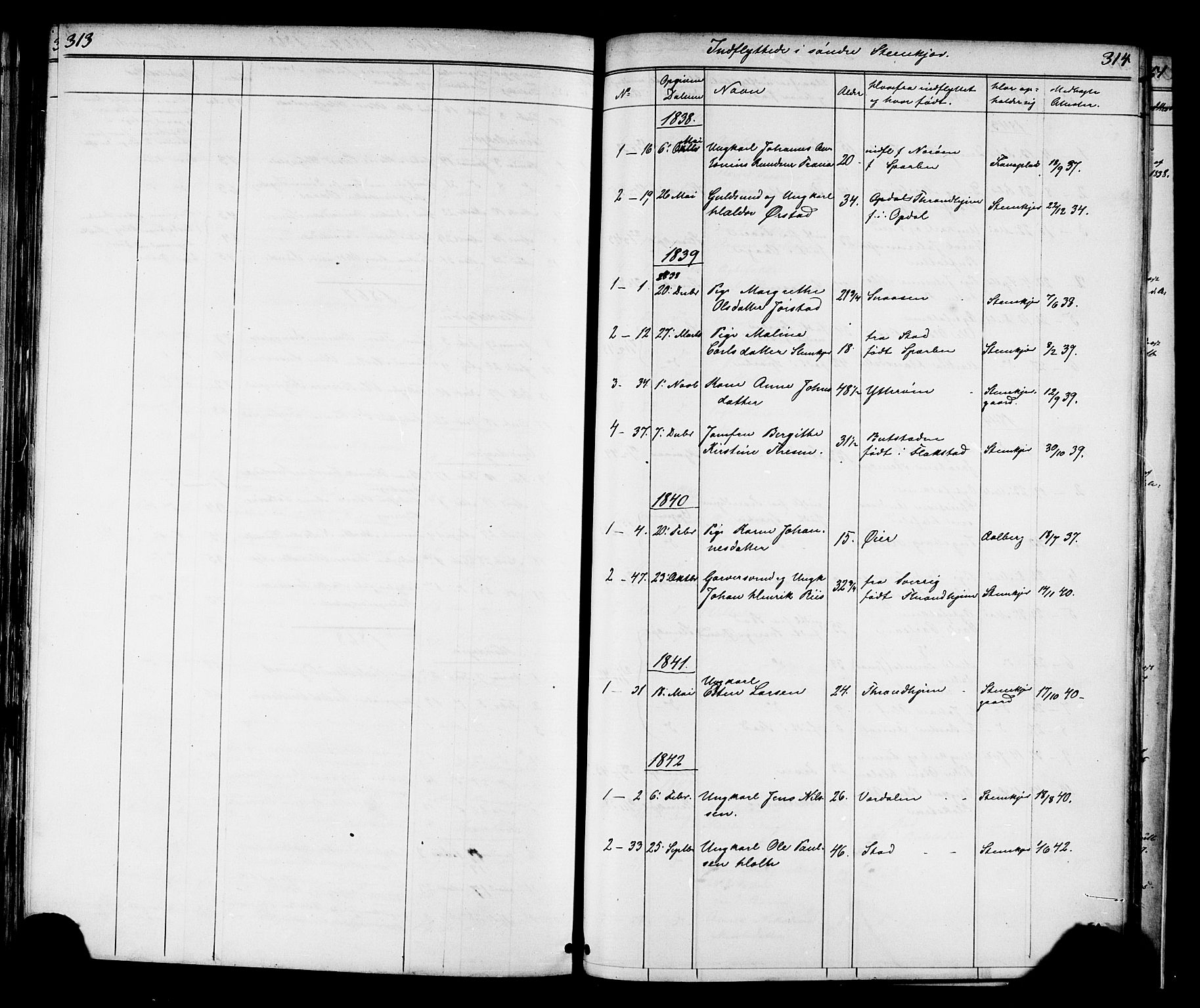 Ministerialprotokoller, klokkerbøker og fødselsregistre - Nord-Trøndelag, SAT/A-1458/739/L0367: Ministerialbok nr. 739A01 /1, 1838-1868, s. 313-314