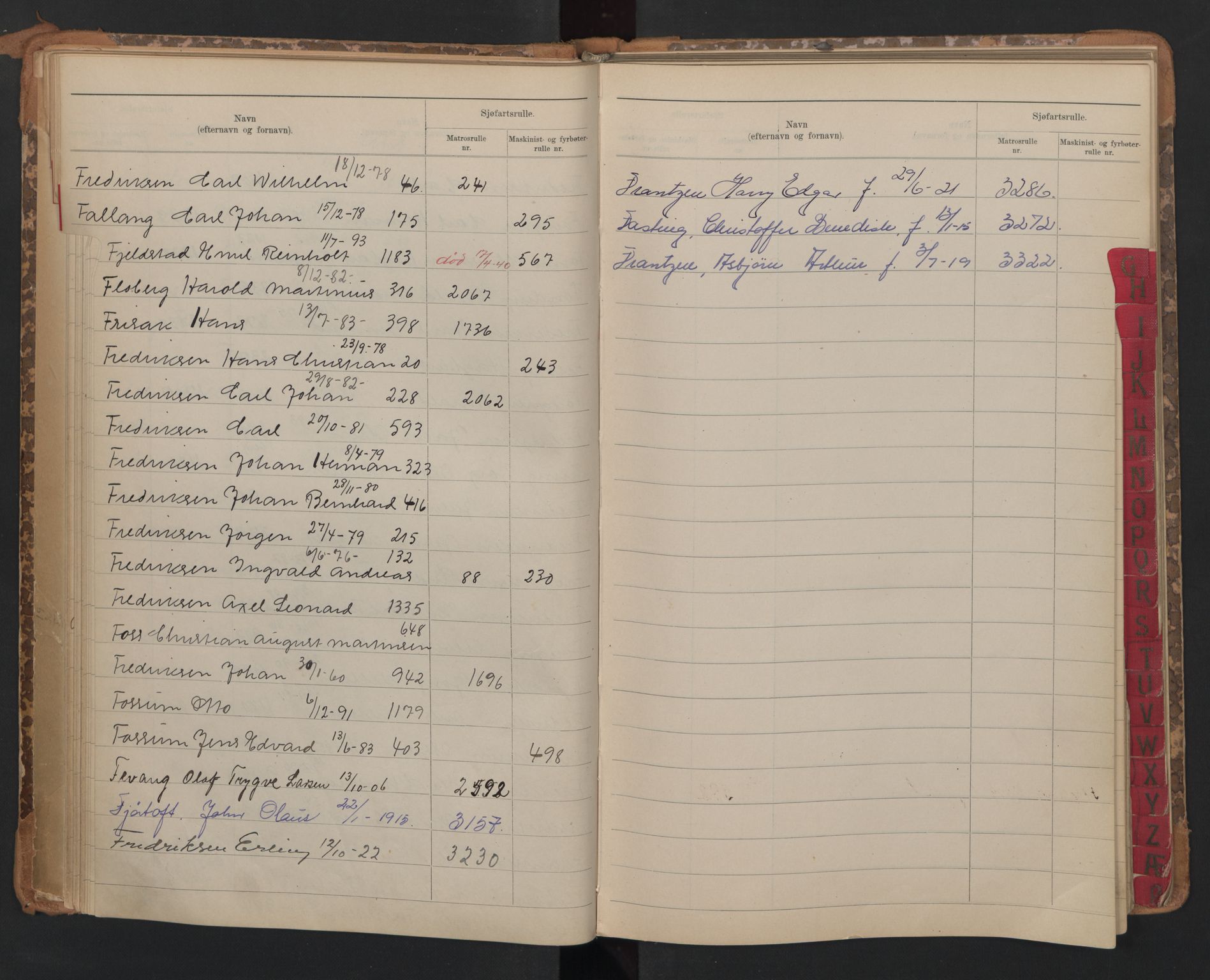 Horten innrulleringskontor, AV/SAKO-A-785/G/Ga/L0002: Register for sjøfartsrulle, 1860-1948, s. 38