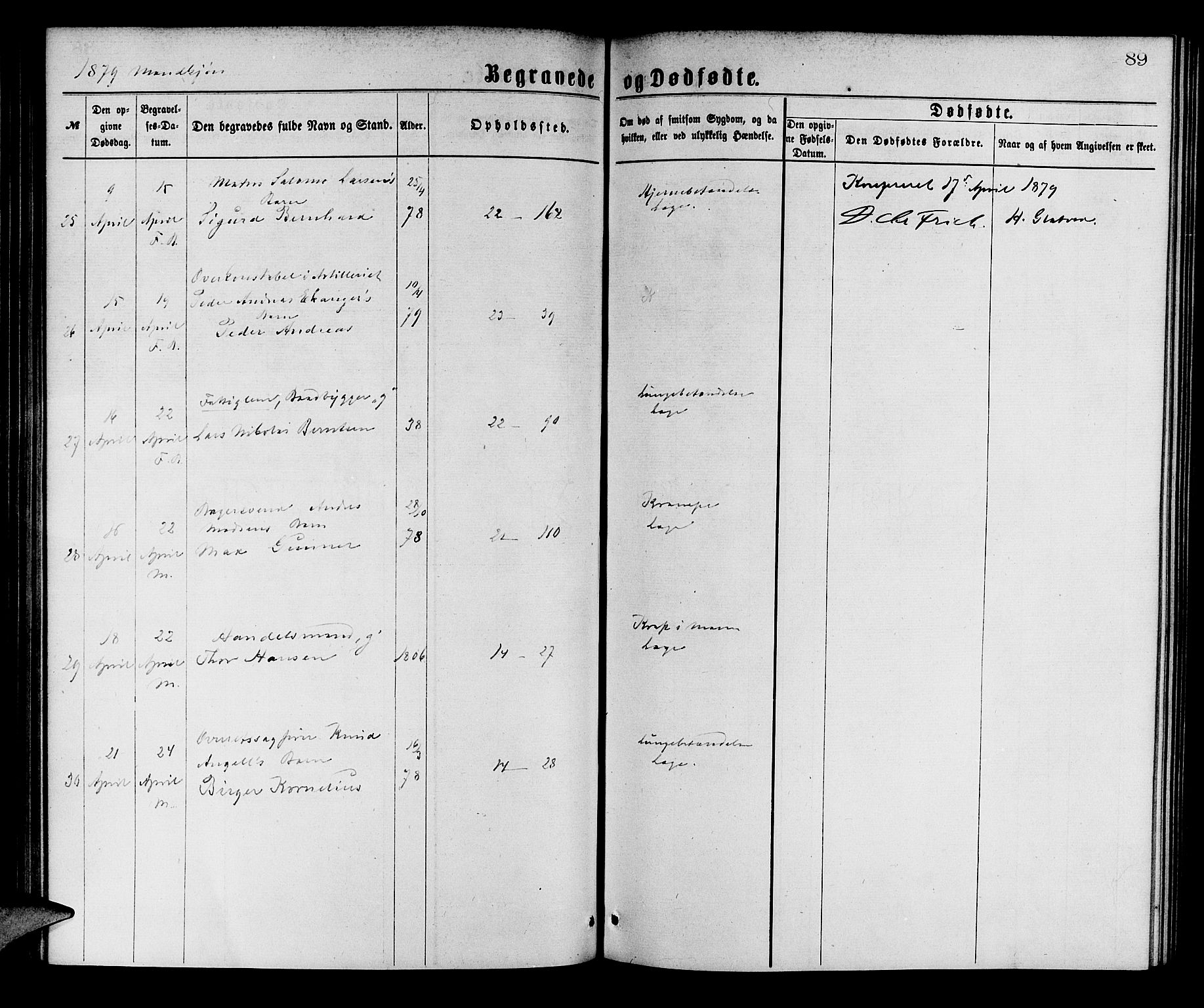 Korskirken sokneprestembete, AV/SAB-A-76101/H/Hab: Klokkerbok nr. E 3, 1871-1883, s. 89
