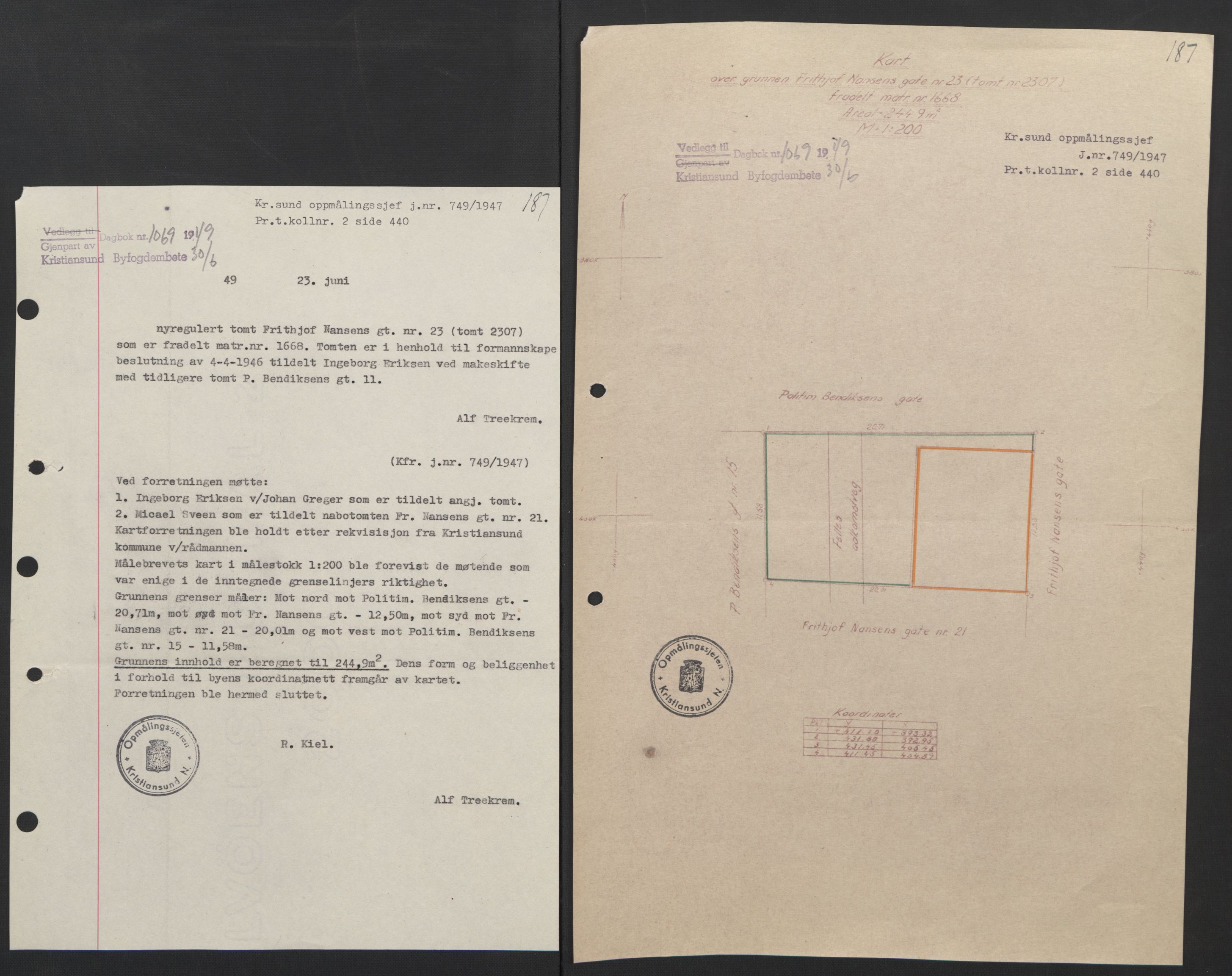 Kristiansund byfogd, AV/SAT-A-4587/A/27: Pantebok nr. 42, 1947-1950, Dagboknr: 1069/1949