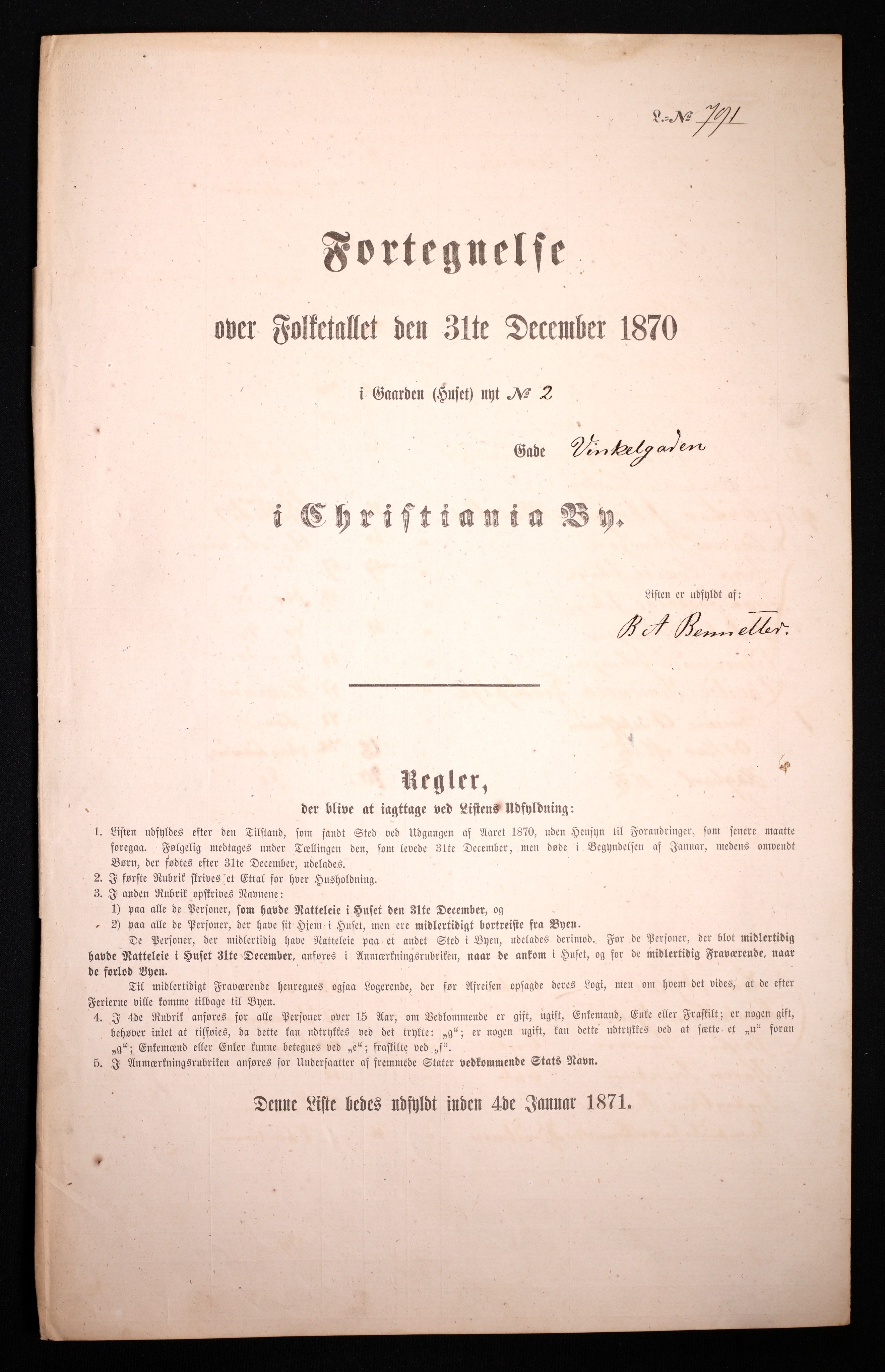 RA, Folketelling 1870 for 0301 Kristiania kjøpstad, 1870, s. 4560