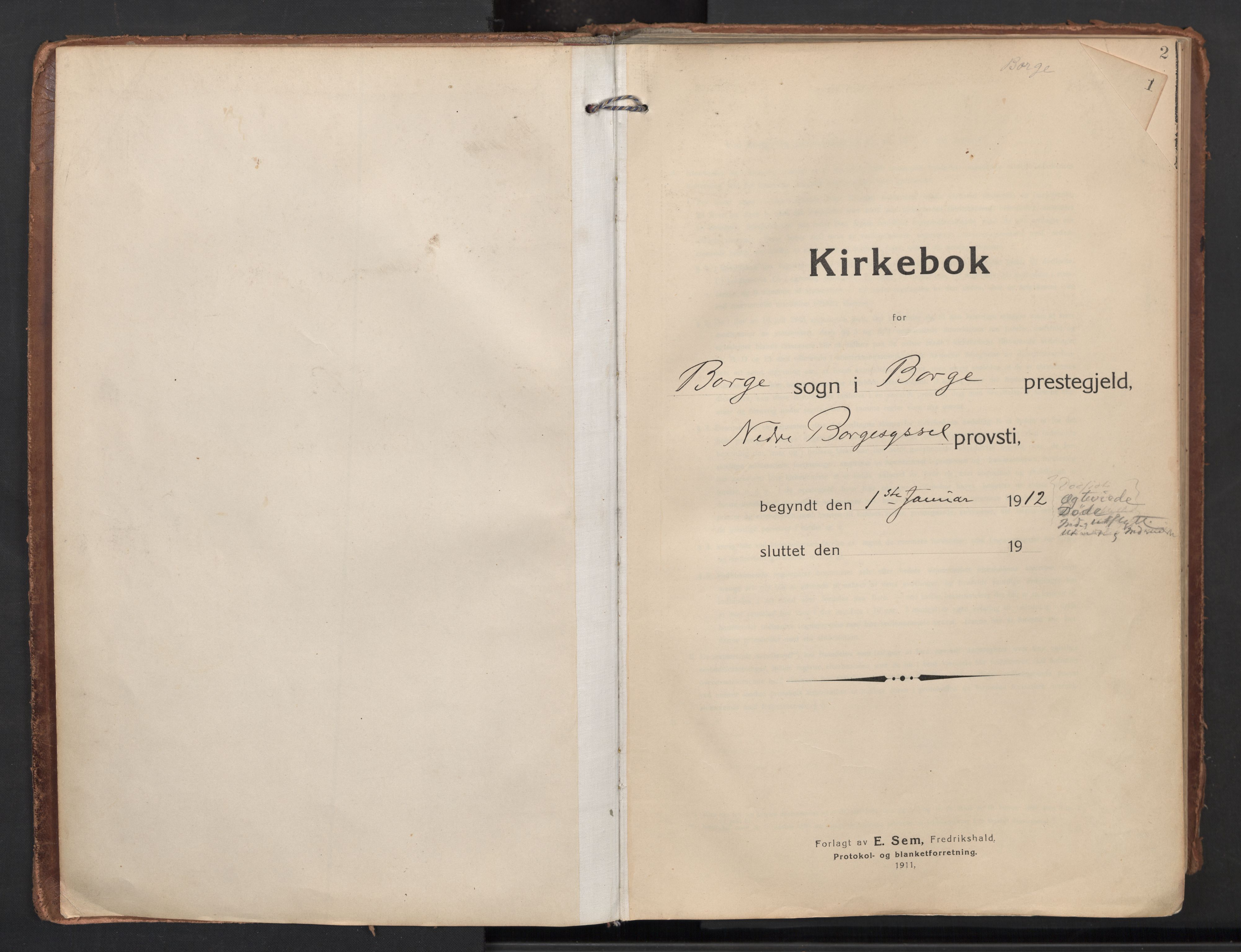 Borge prestekontor Kirkebøker, SAO/A-10903/F/Fa/L0012: Ministerialbok nr. I 12, 1912-1955, s. 1